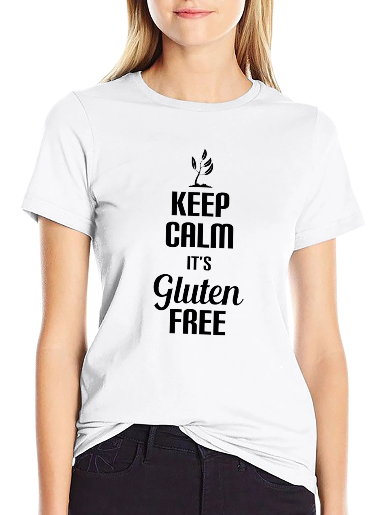 Black Keep Calm It's Gluten Free Black T-Shirt view 9