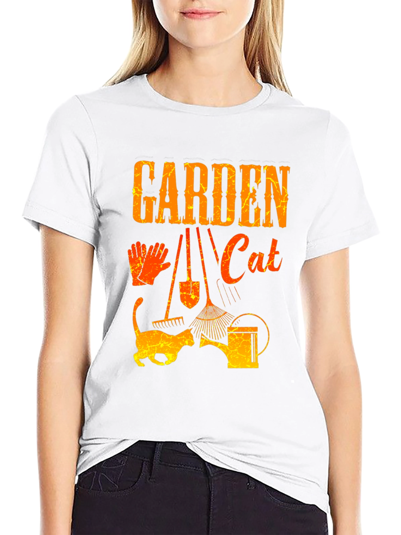 Black Garden Cat T-Shirt - Gardening Lover Tee view 9
