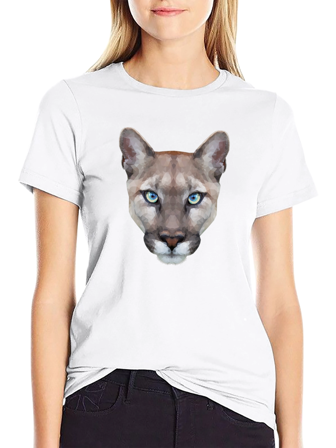 Black Geometric Mountain Lion T-Shirt view 9