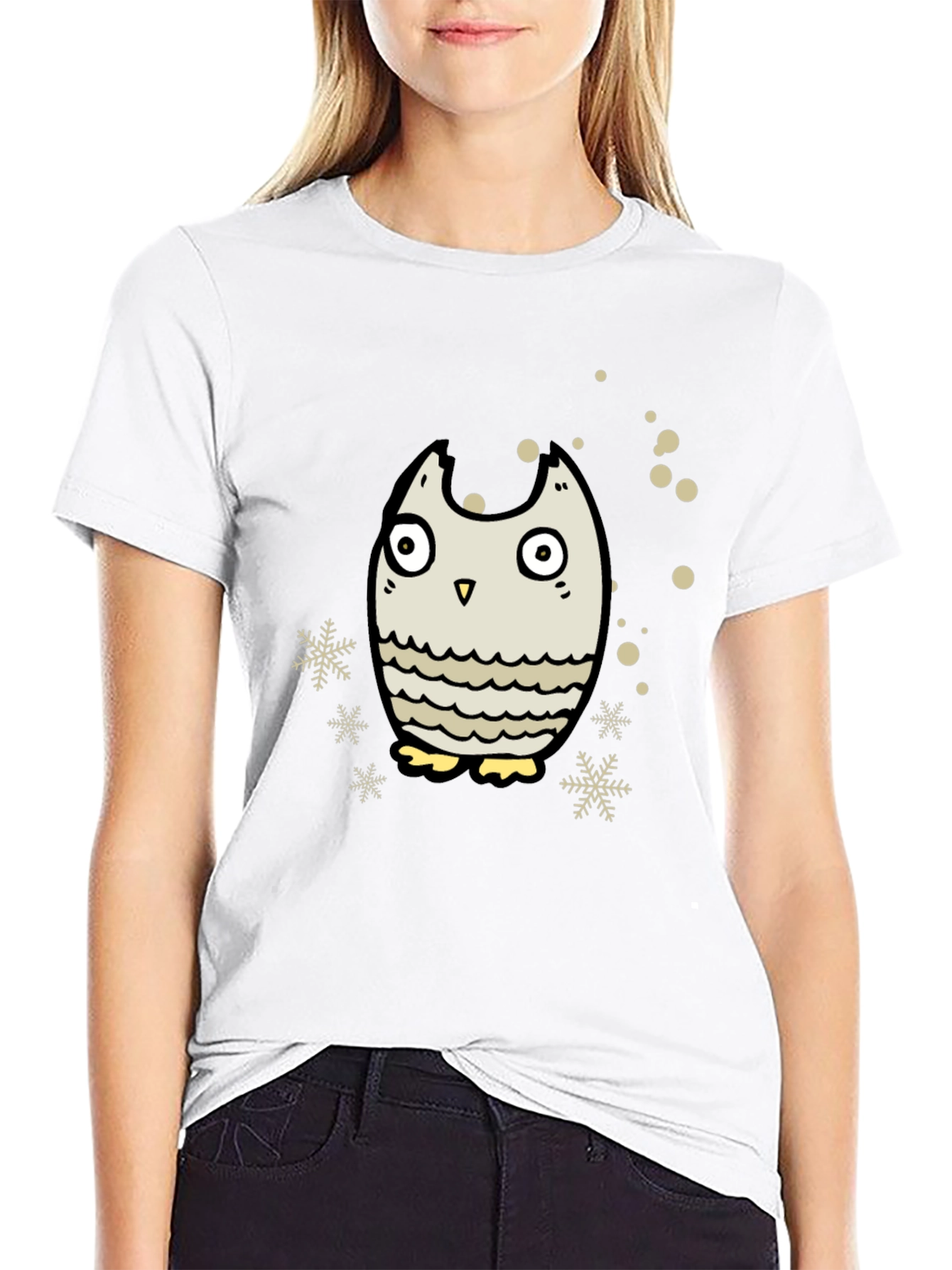 Black Owl Graphic Black T-Shirt - Winter Holiday Design view 9
