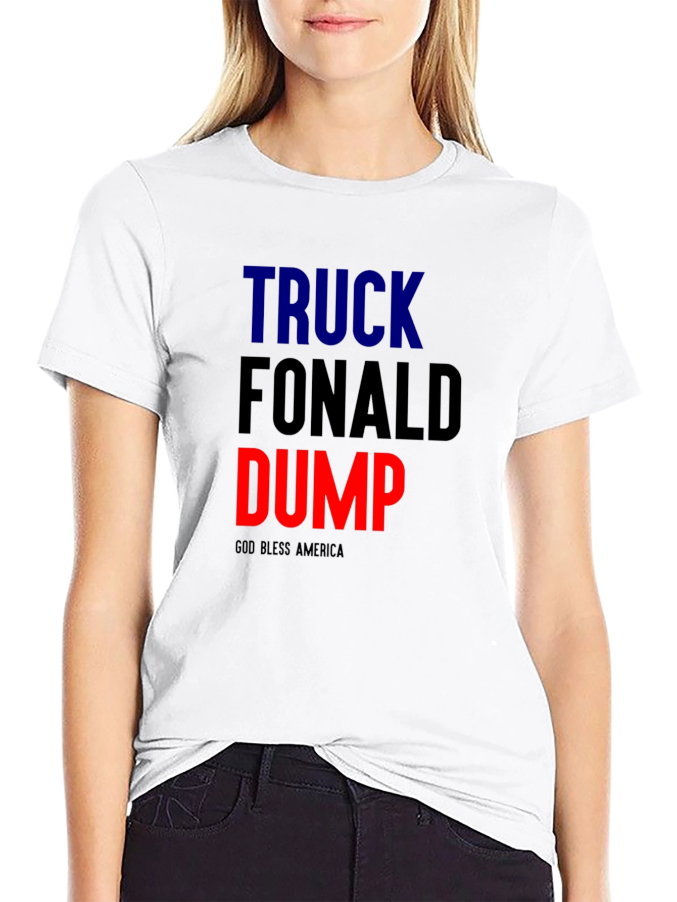 Black Truck Fonald Dump Slogan Graphic Tee view 9