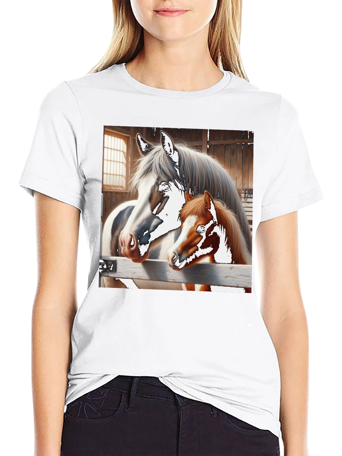 Black Horse and Foal Graphic Tee view 9