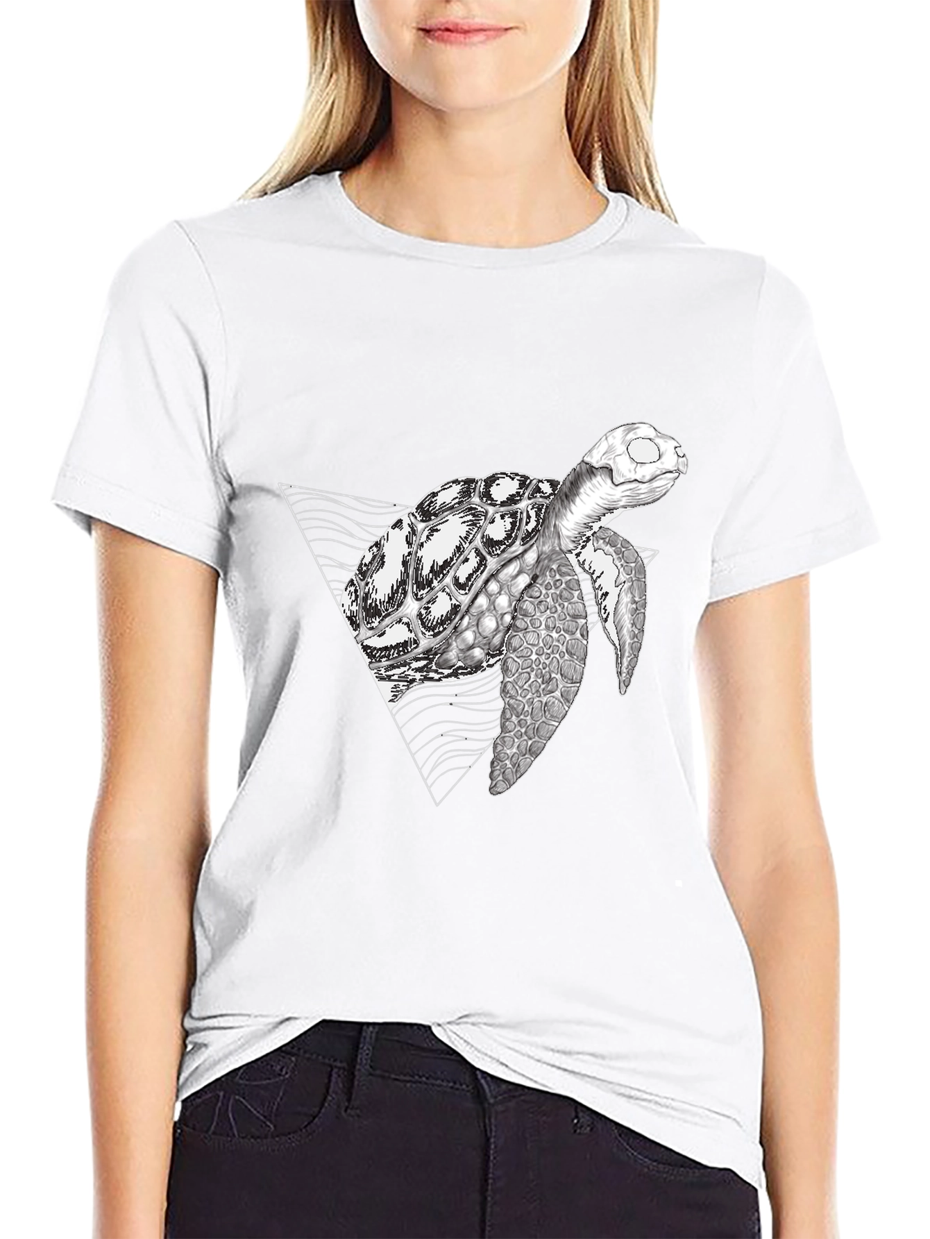 Black Geometric Turtle Black T-Shirt view 9