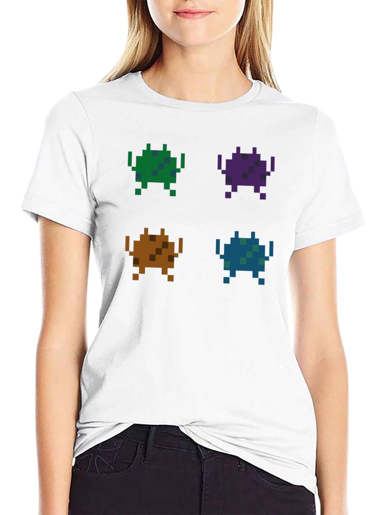 Black Retro Pixel Alien T-Shirt view 9