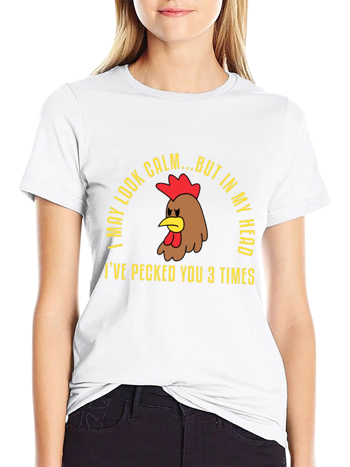 Black Calm Chicken Graphic Tee - Funny Humor T-Shirt view 9