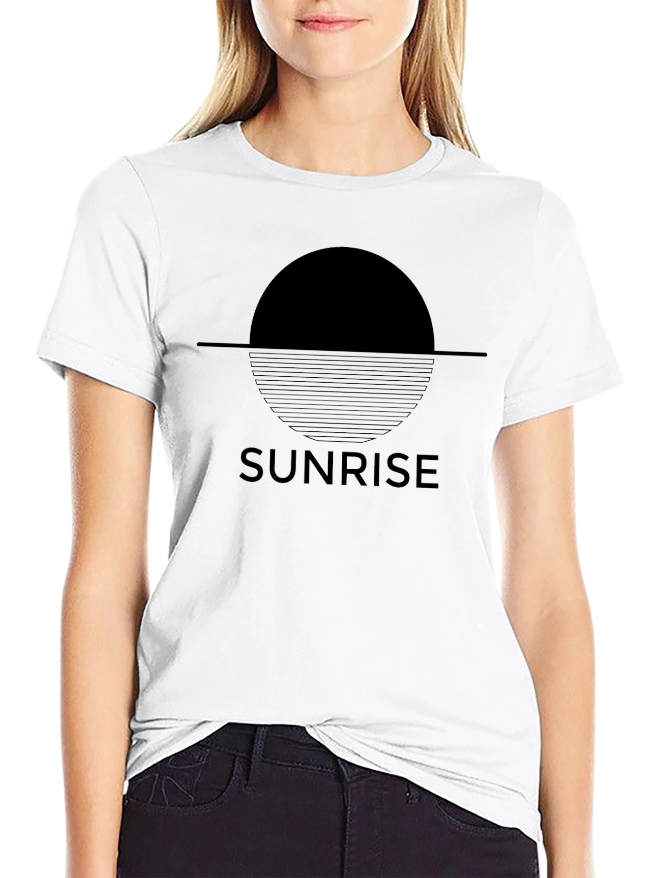 Black Sunrise Graphic T-Shirt - Minimalist Design view 9