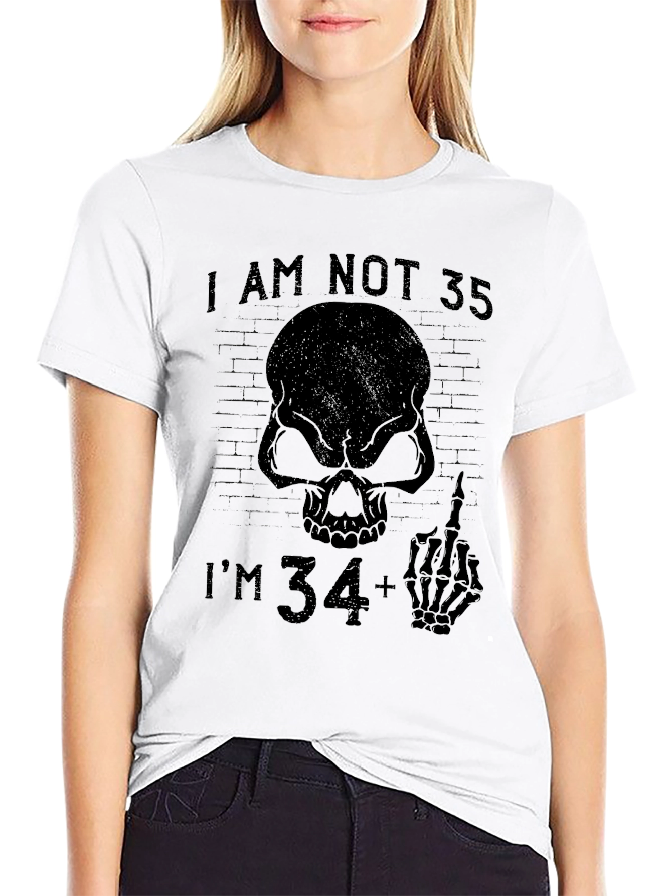 Black I'm Not 35 I'm 34+ Black T-Shirt view 9