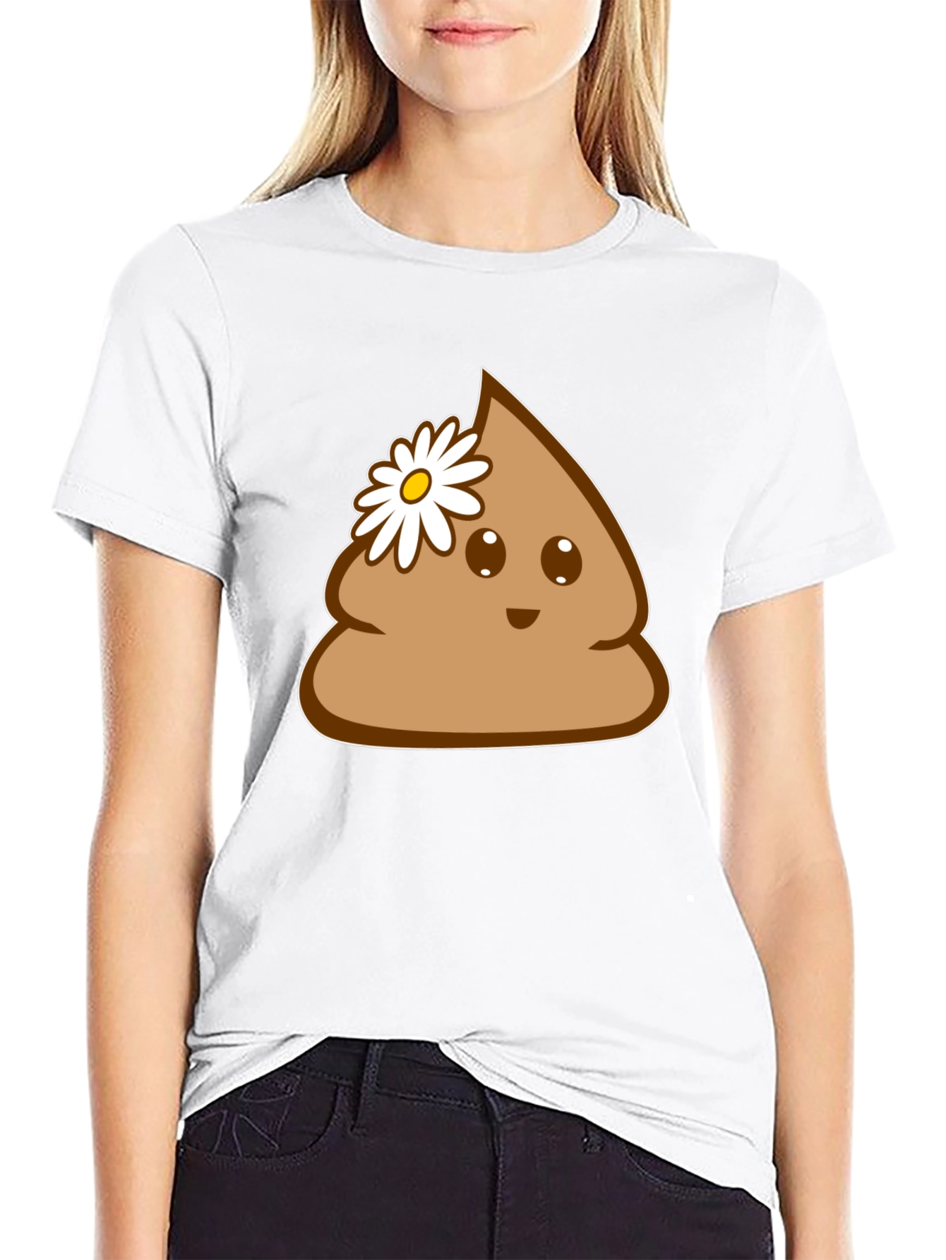 Black Cute Poop Emoji Graphic Tee - Fun Novelty T-Shirt view 9