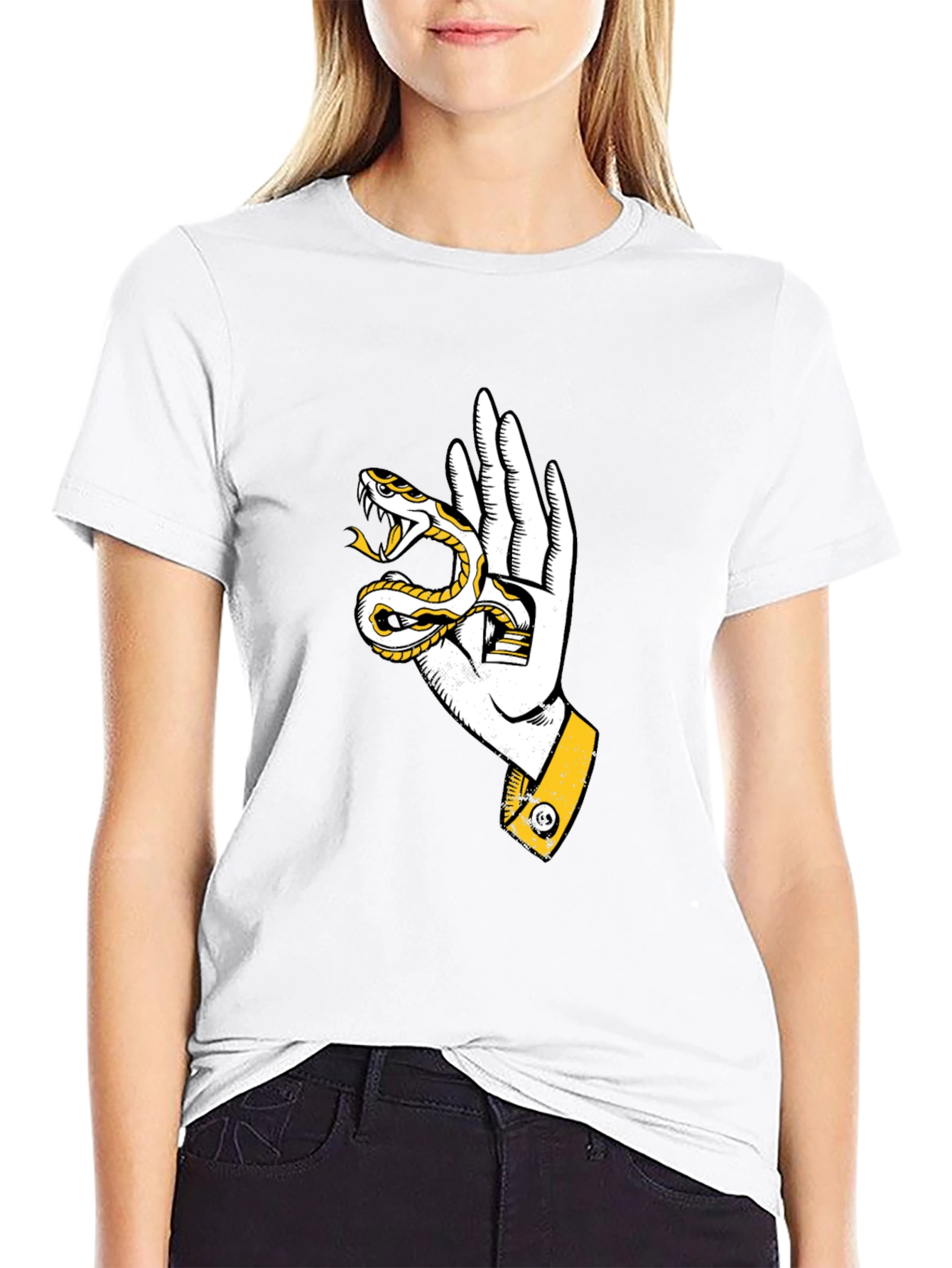 Black Snake Hand Graphic Tee - Stylish Black T-Shirt view 9