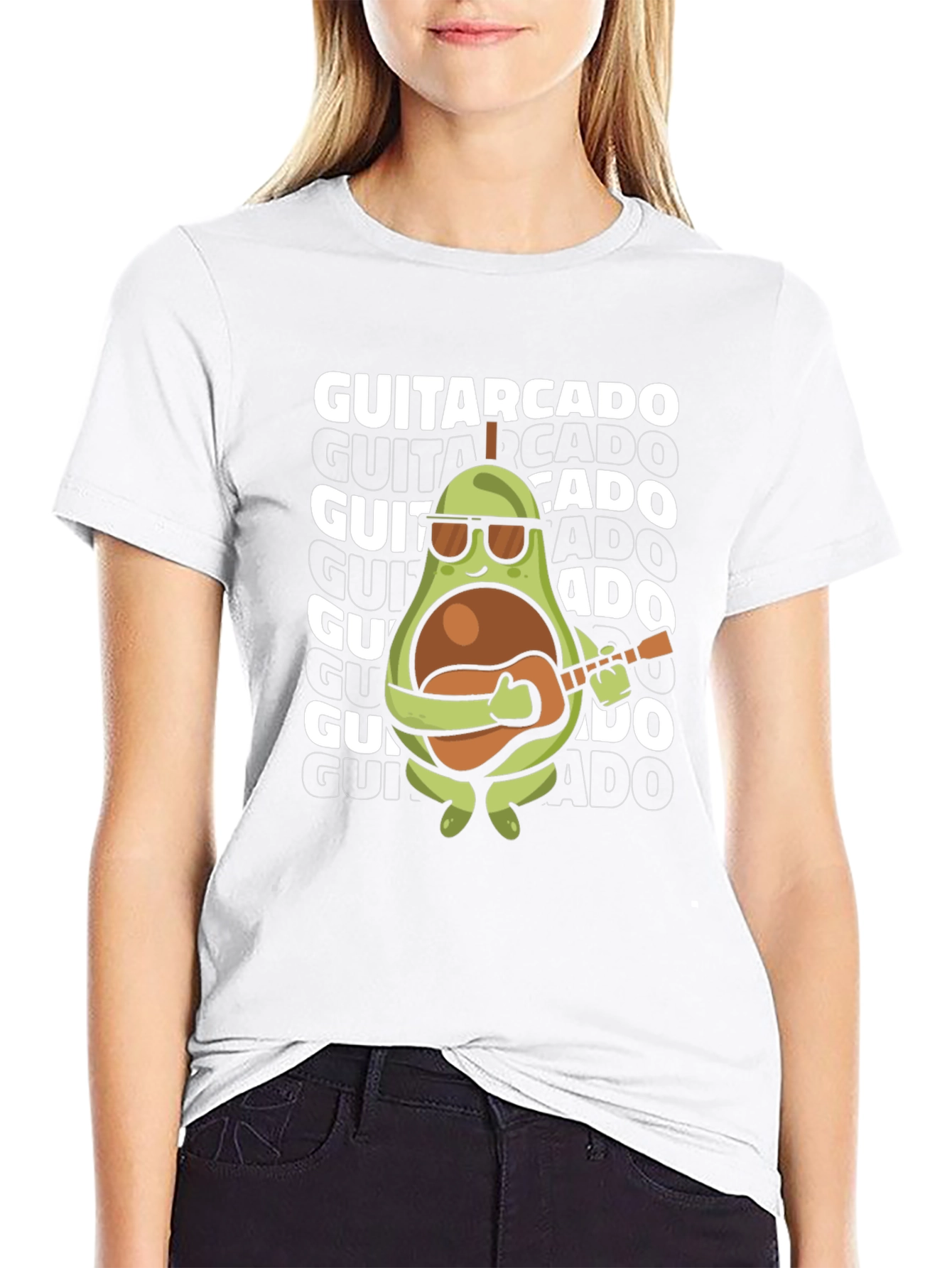 Black Guitarcado Graphic Tee - Avocado Guitarist view 9