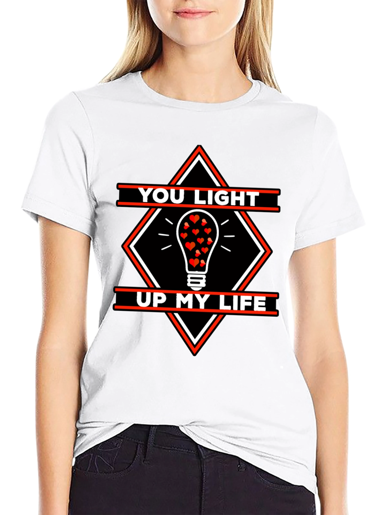 Black Romantic Love You Light Up My Life Graphic T-Shirt view 9