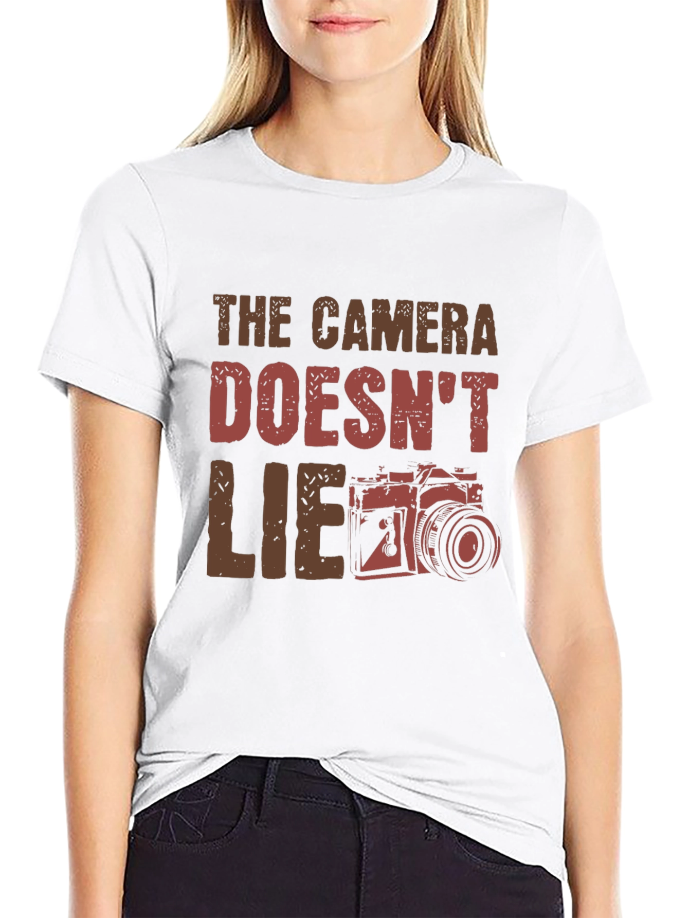 Black The Camera Doesn't Lie Graphic Tee - Black view 9