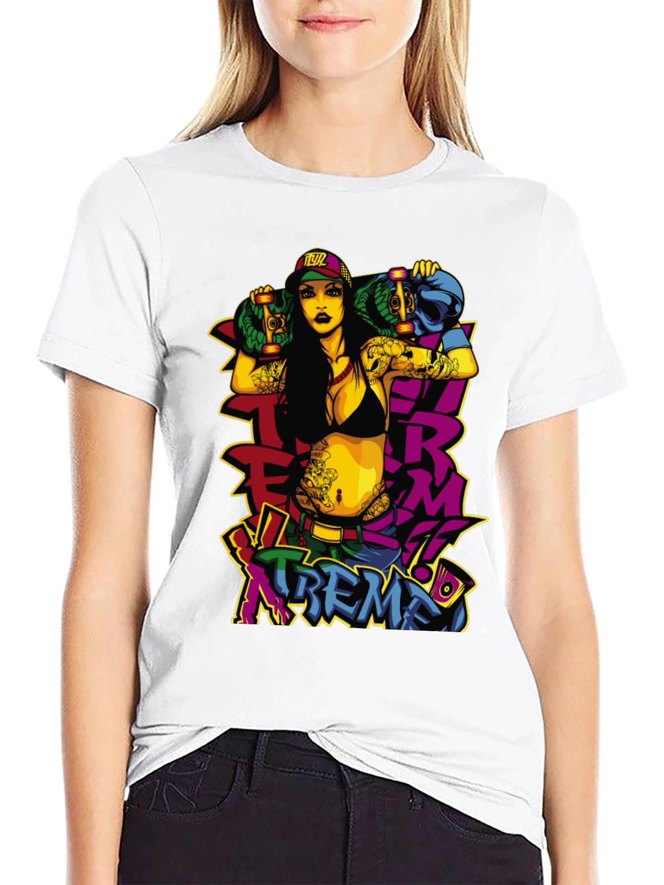 Black Edgy Skateboard Graphic Tee - XTREME Style view 9