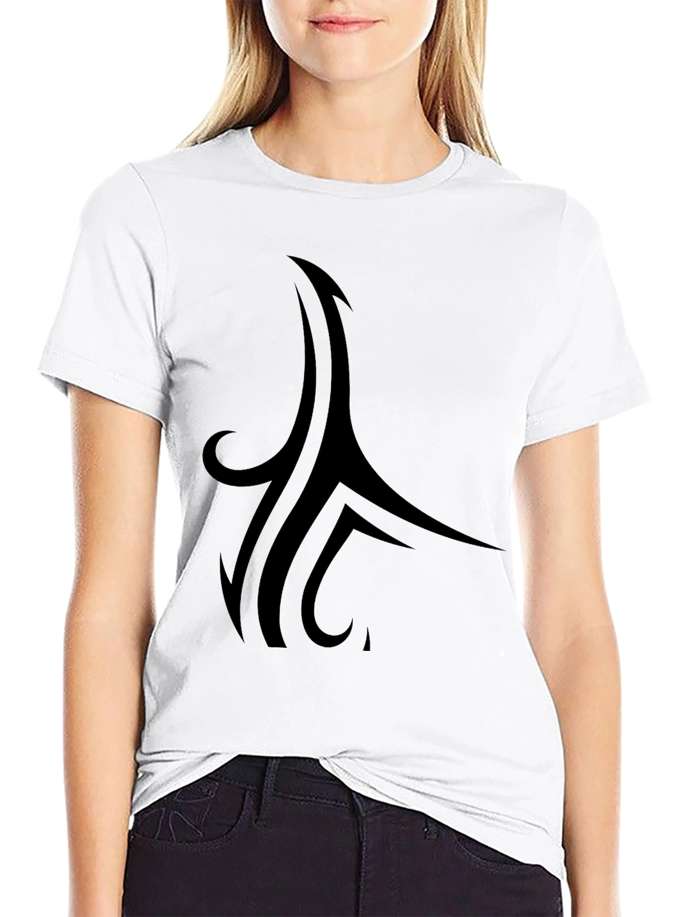Black Stylish Black Tee with Tribal Design view 9