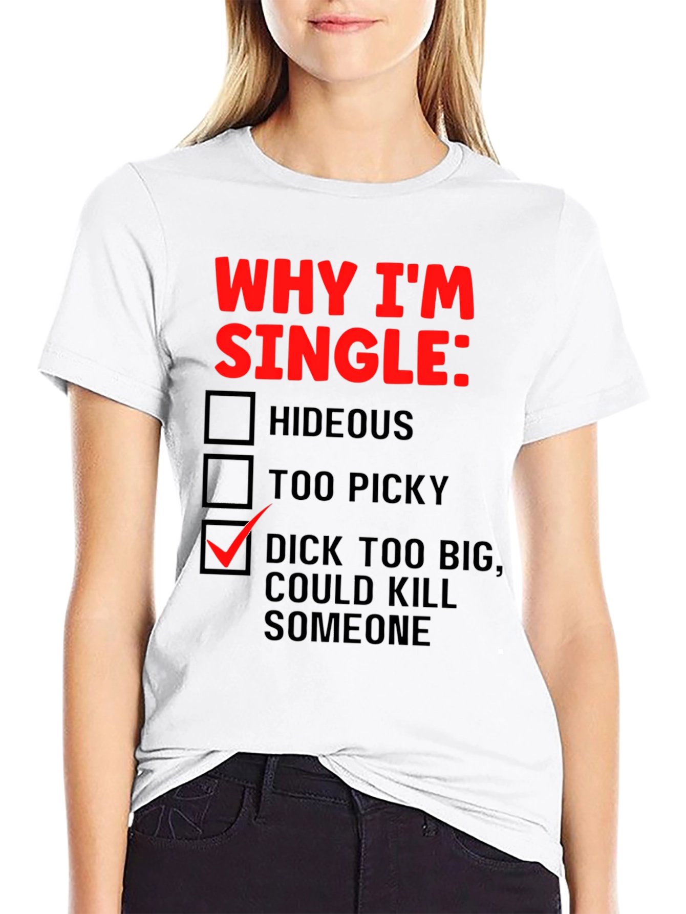 Black Funny Novelty Graphic T-Shirt - Why I'm Single view 9