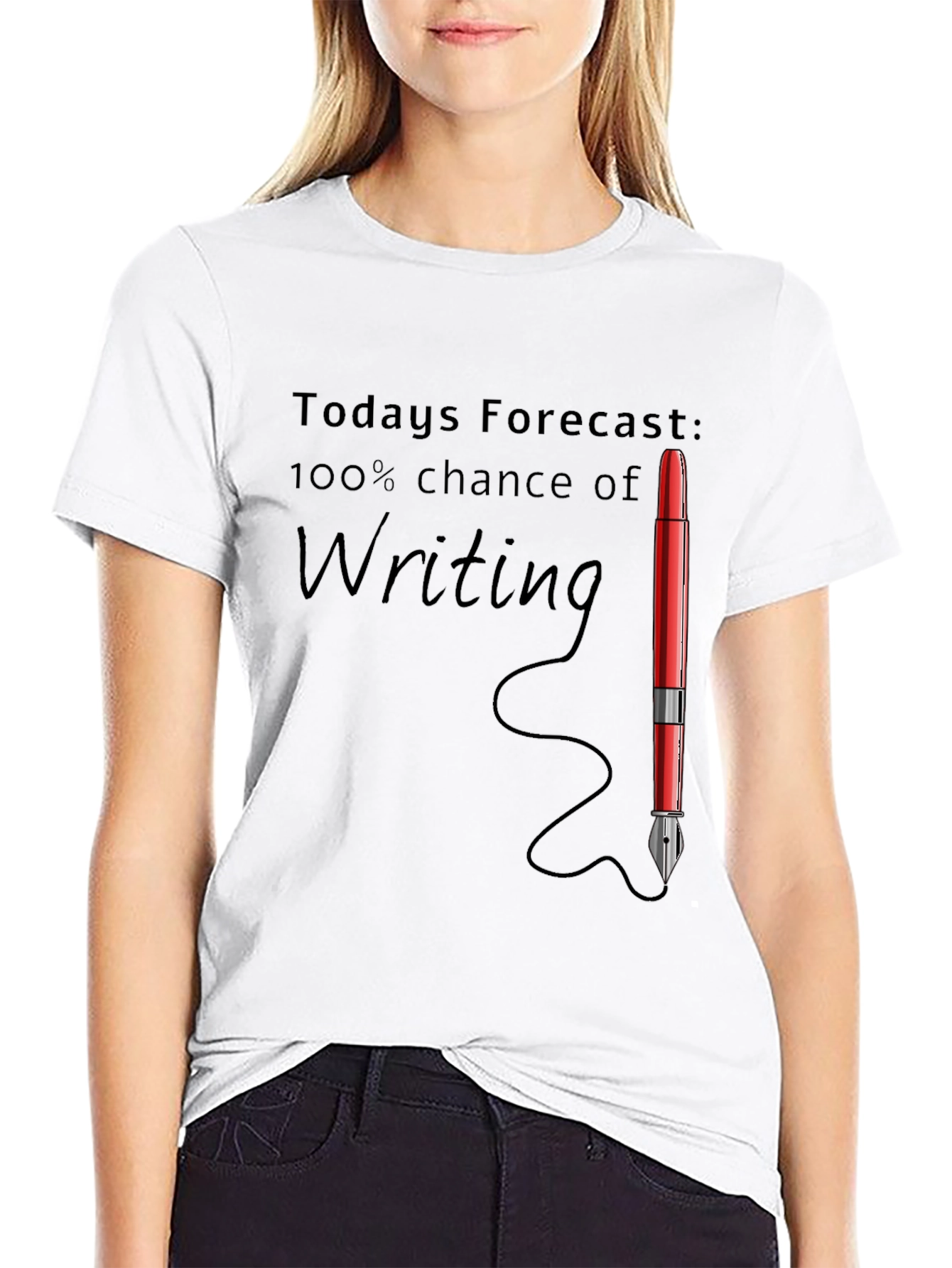 Black Writer's Forecast T-Shirt - 100% Chance of Writing! view 9