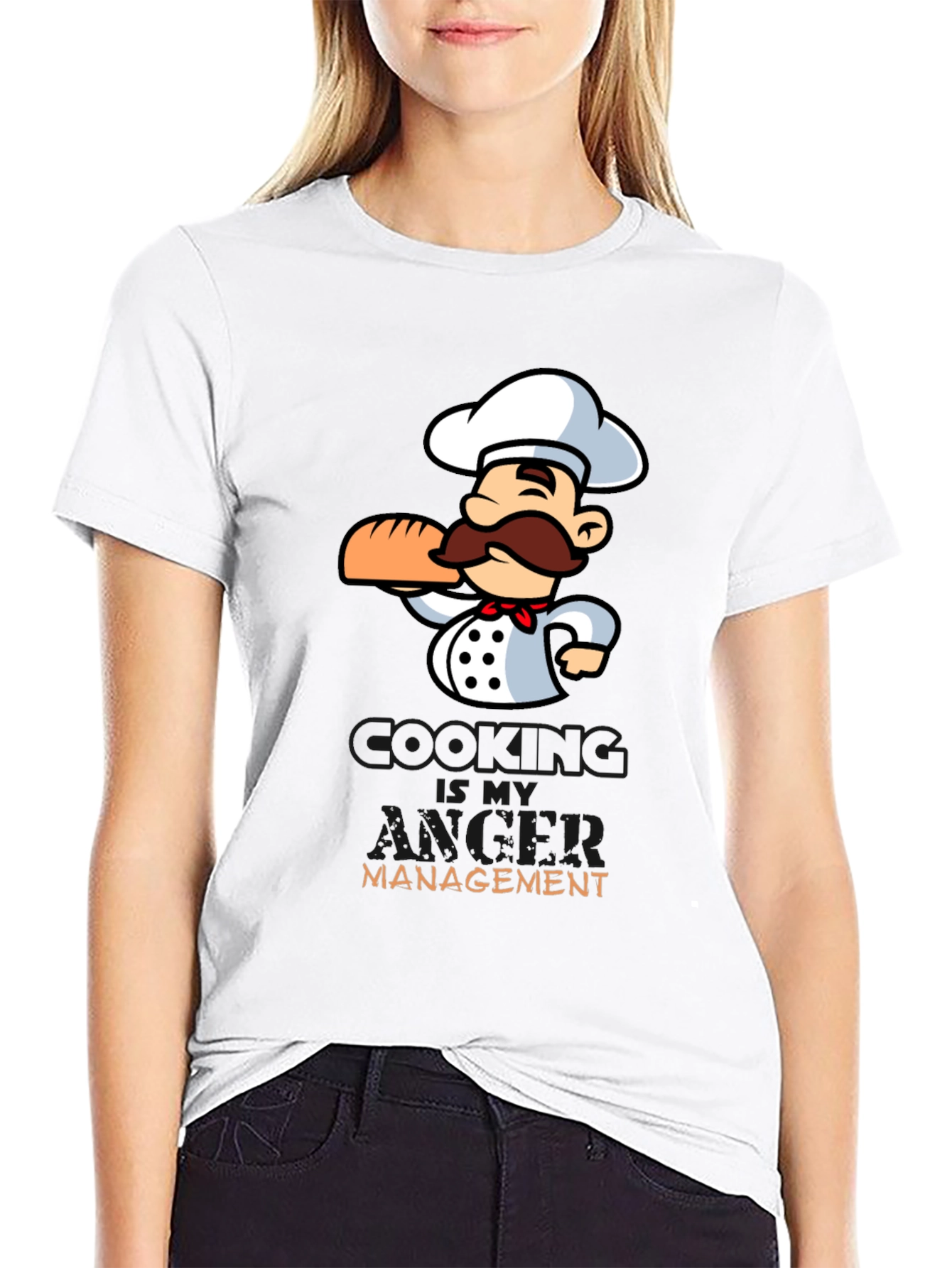 Black Chef Cartoon Graphic T-Shirt - Cooking Management view 9