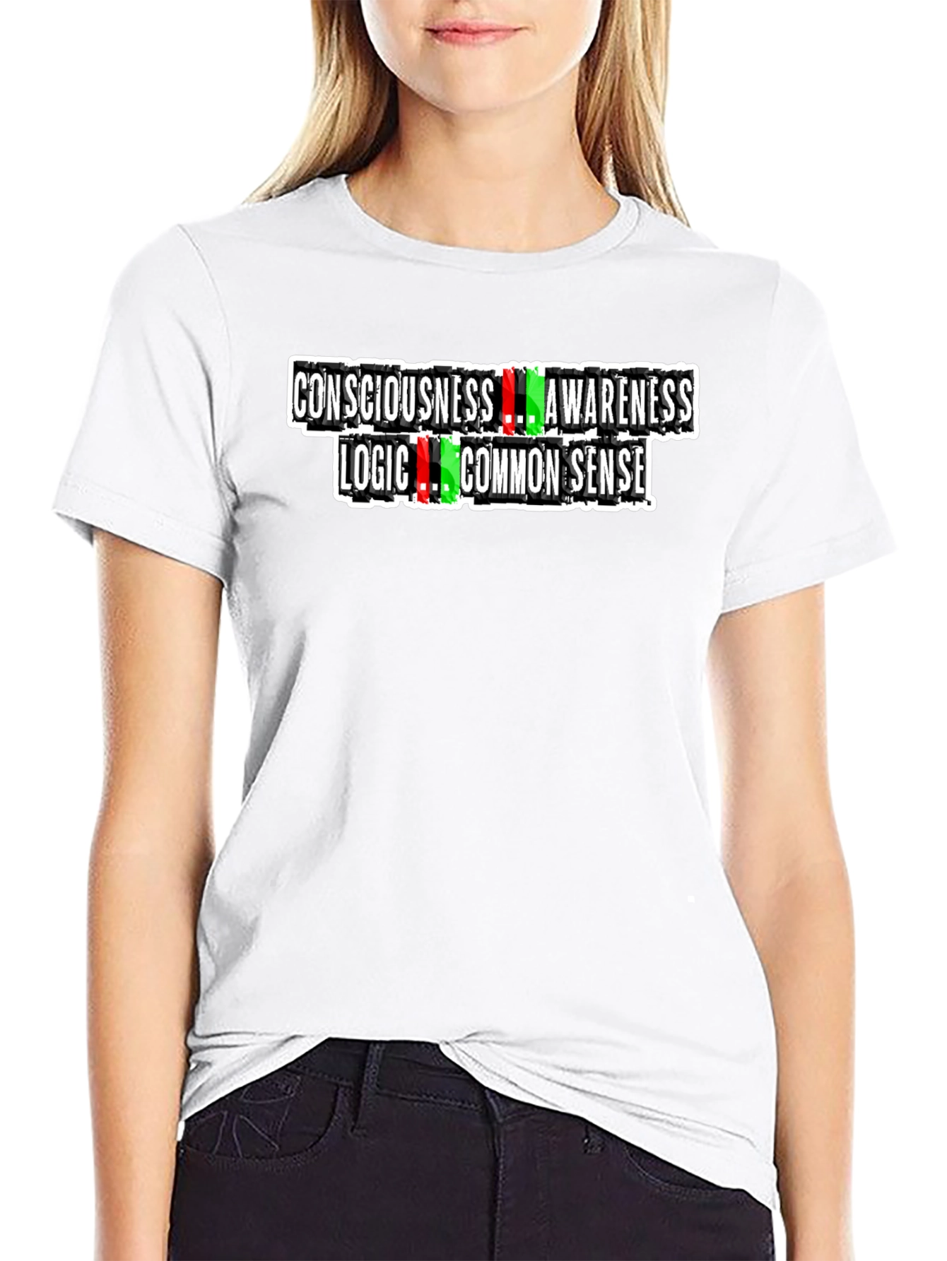 Black Consciousness Awareness Logic Common Sense Graphic Tee view 9