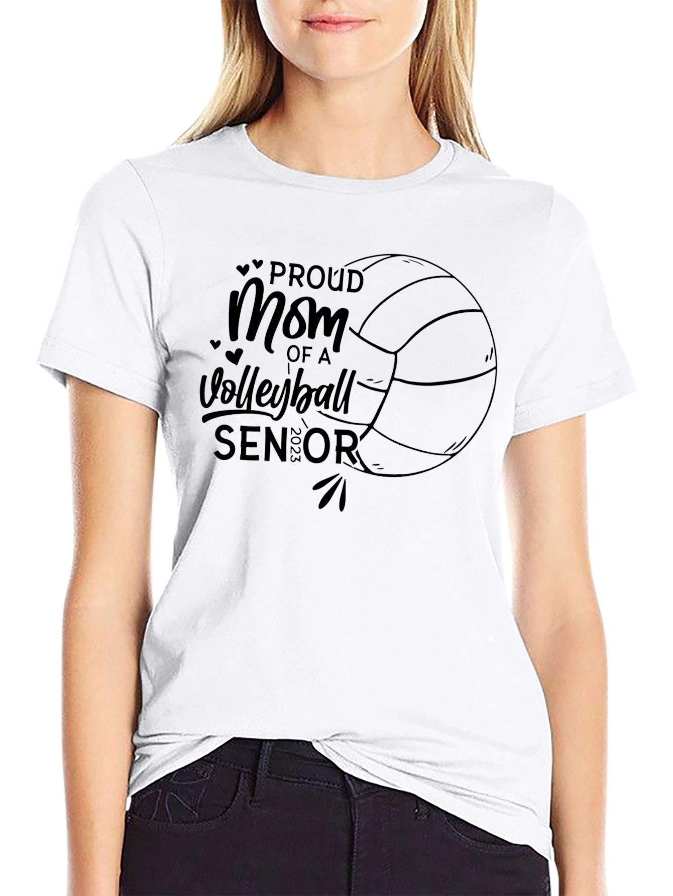 Black Proud Mom of a Volleyball Senior 2023 T-Shirt view 9