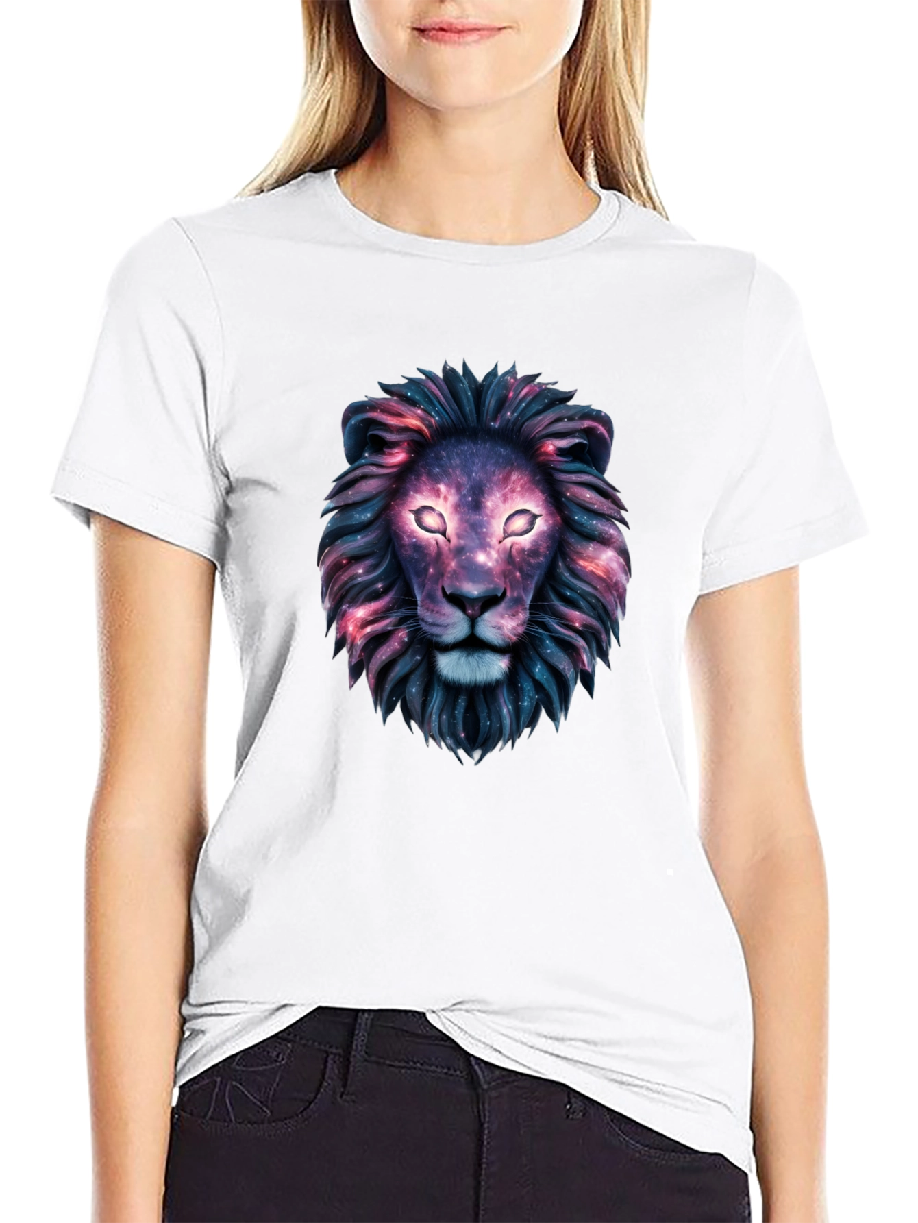 Black Galaxy Lion Graphic Tee - Cosmic Style view 9