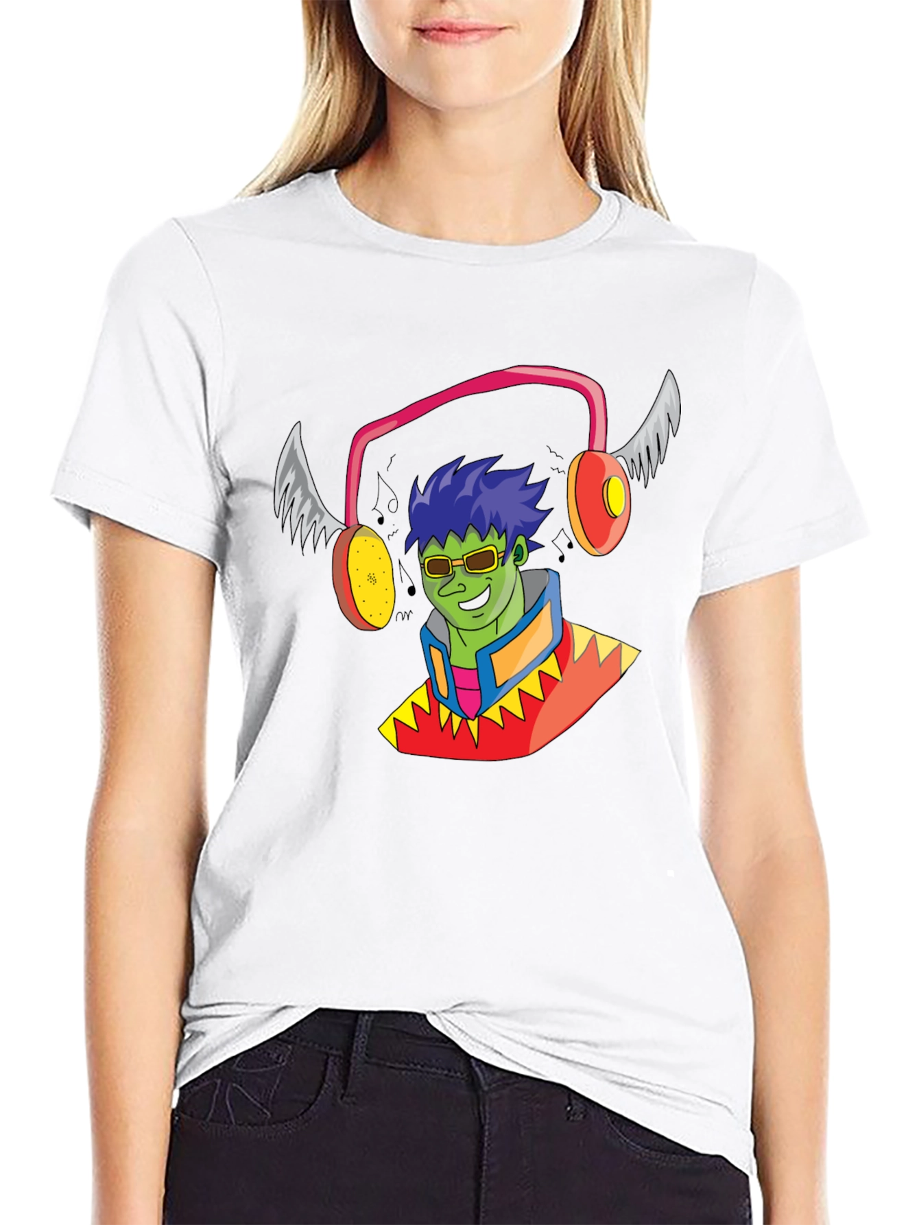 Black Funky Cartoon Character Black T-Shirt view 9