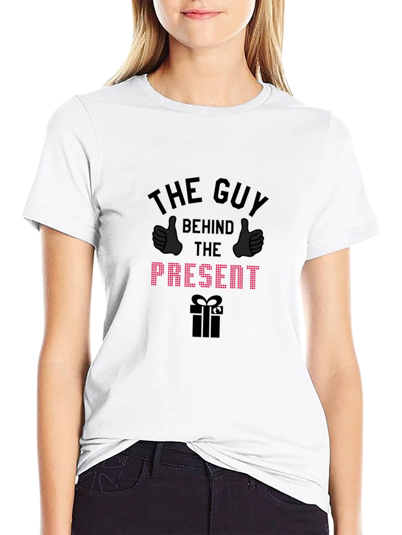 Black The Guy Behind The Present - Novelty Holiday T-Shirt view 9