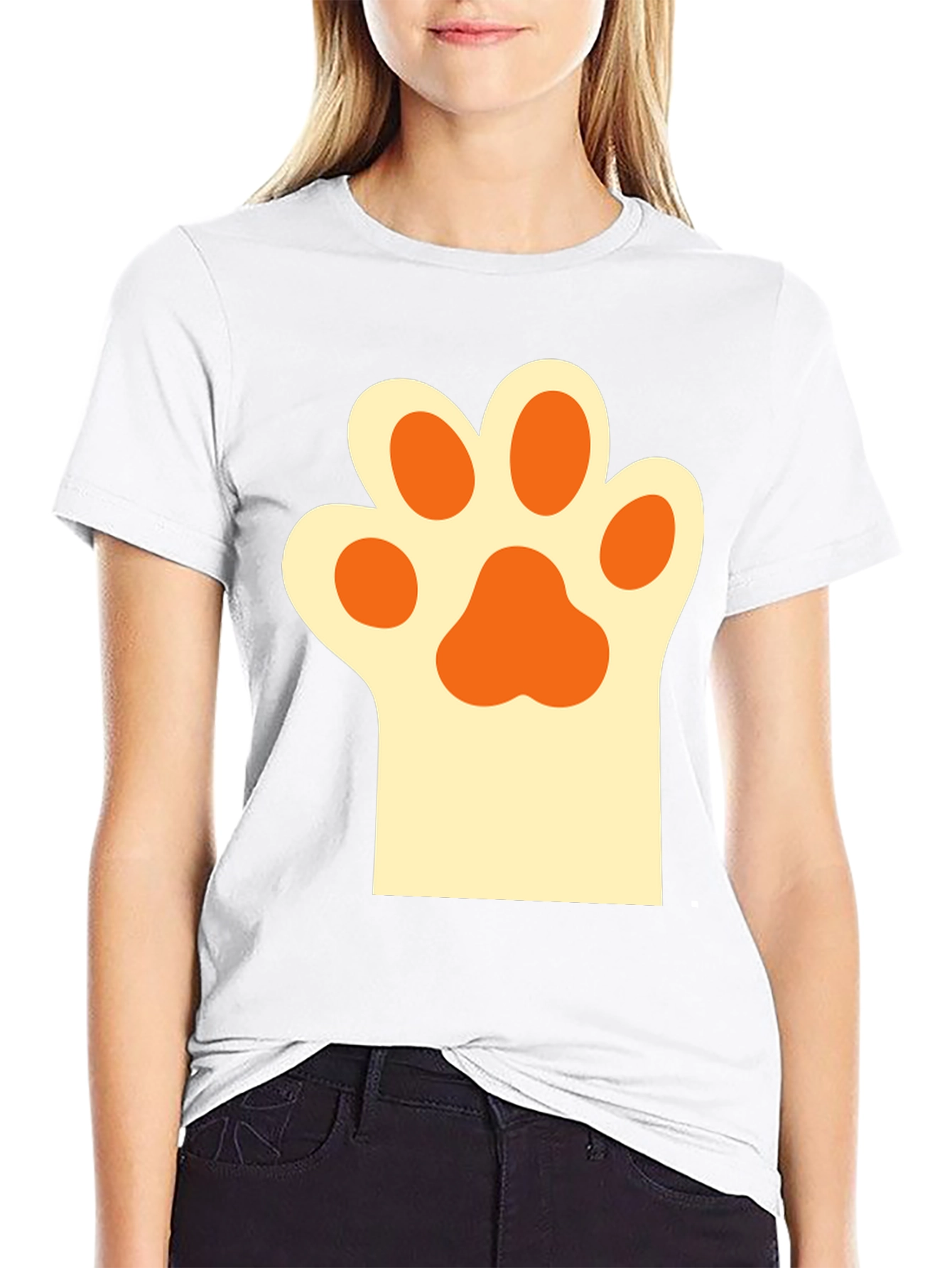 Black Cute Cat Paw Print T-Shirt view 9