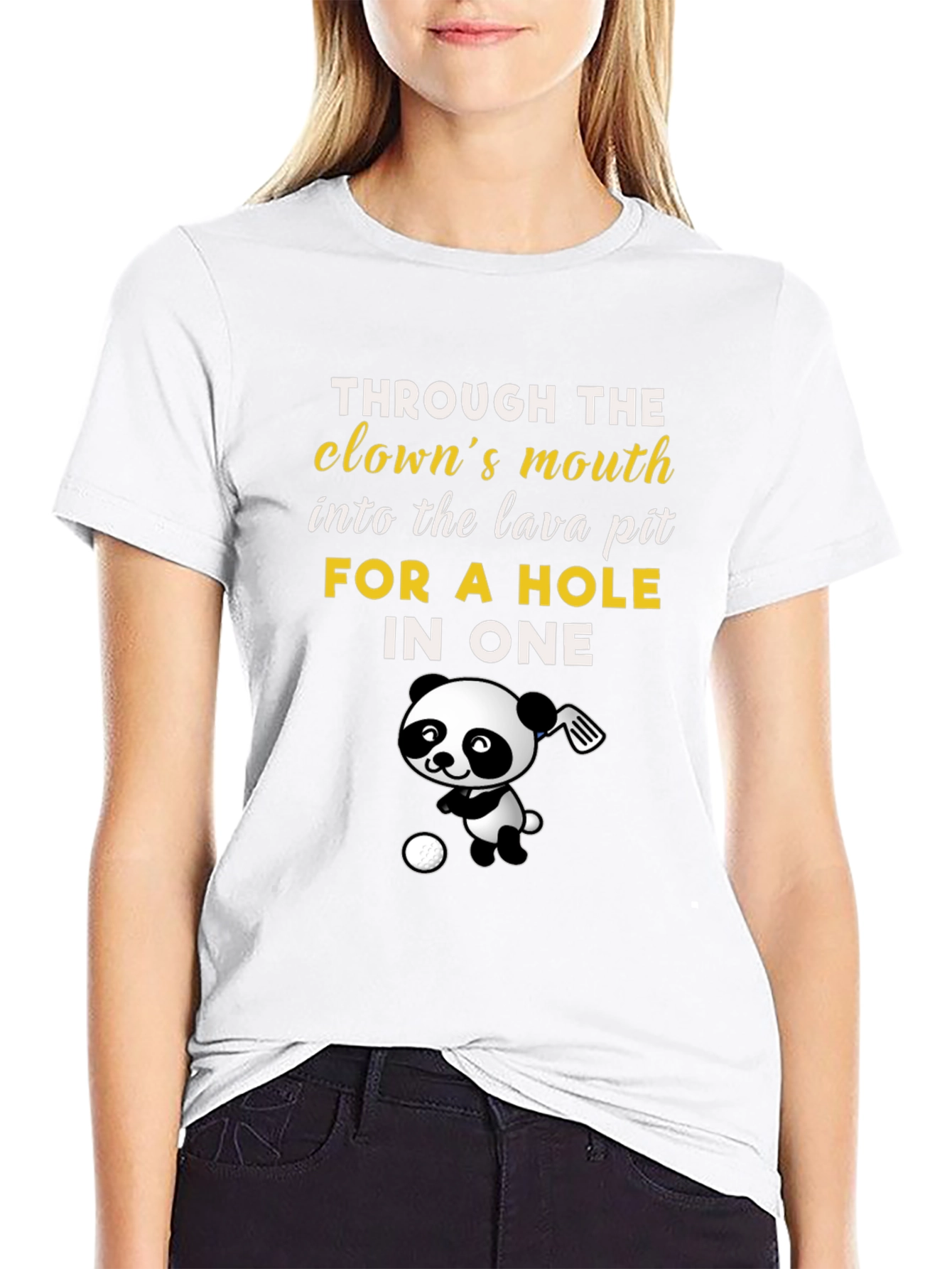 Black Clown's Mouth Golf Panda T-Shirt view 9