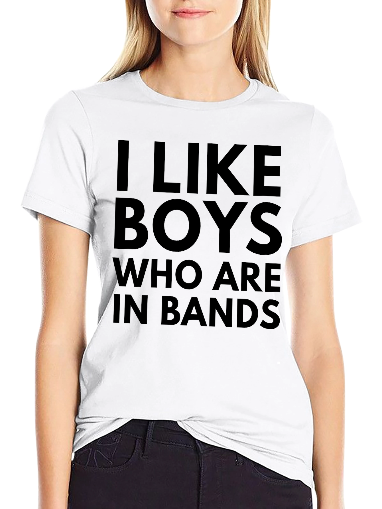 Black I Like Boys Who Are In Bands Black T-Shirt view 9