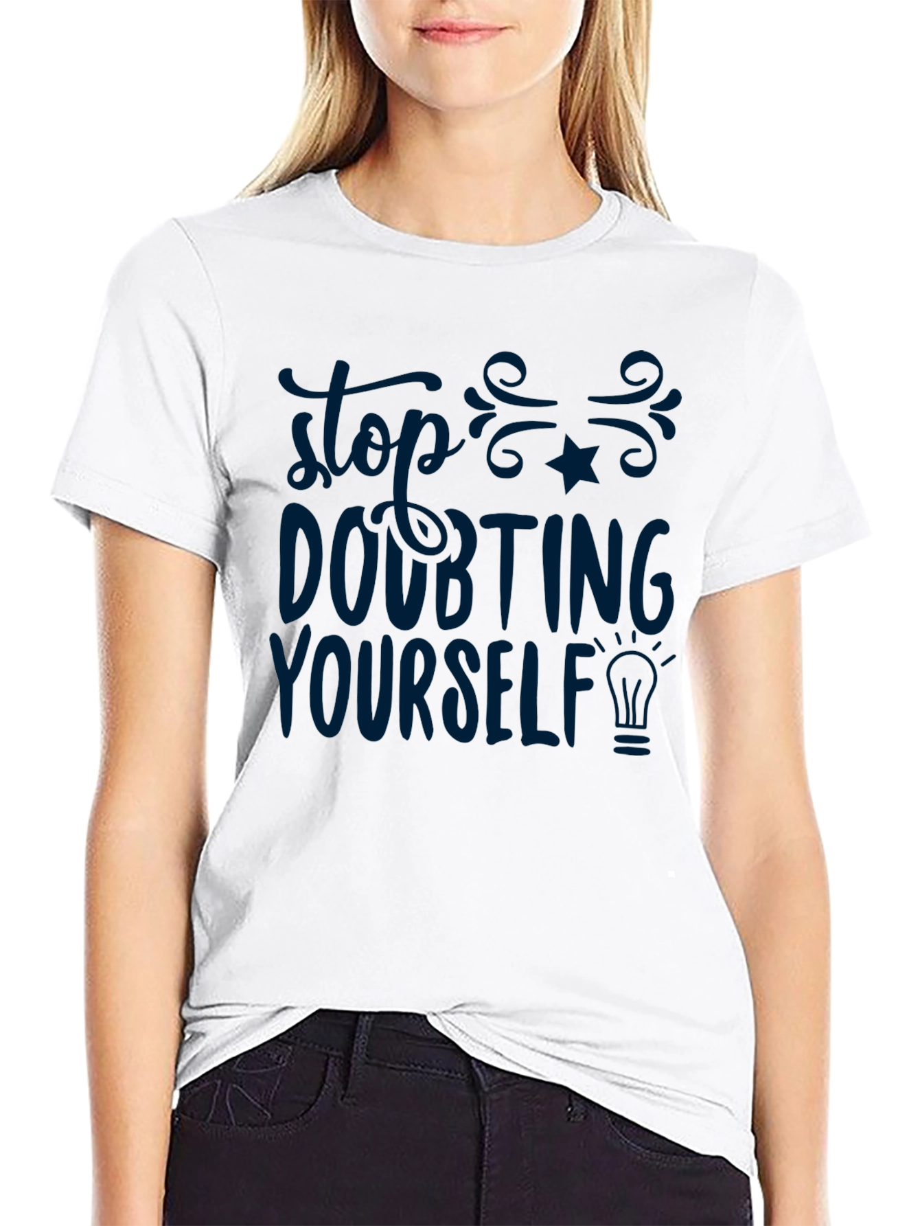 Black Inspirational T-Shirt - Stop Doubting Yourself view 9