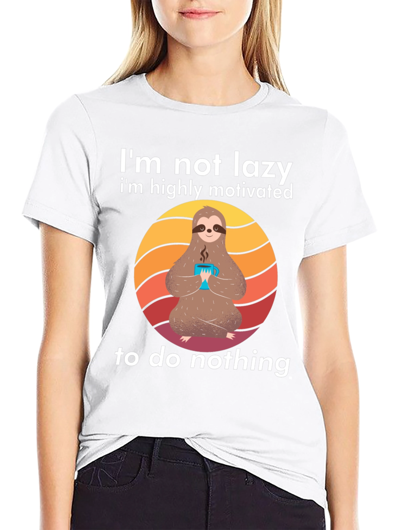 Black Lazy Sloth Graphic Tee - Highly Motivated to do Nothing! view 9
