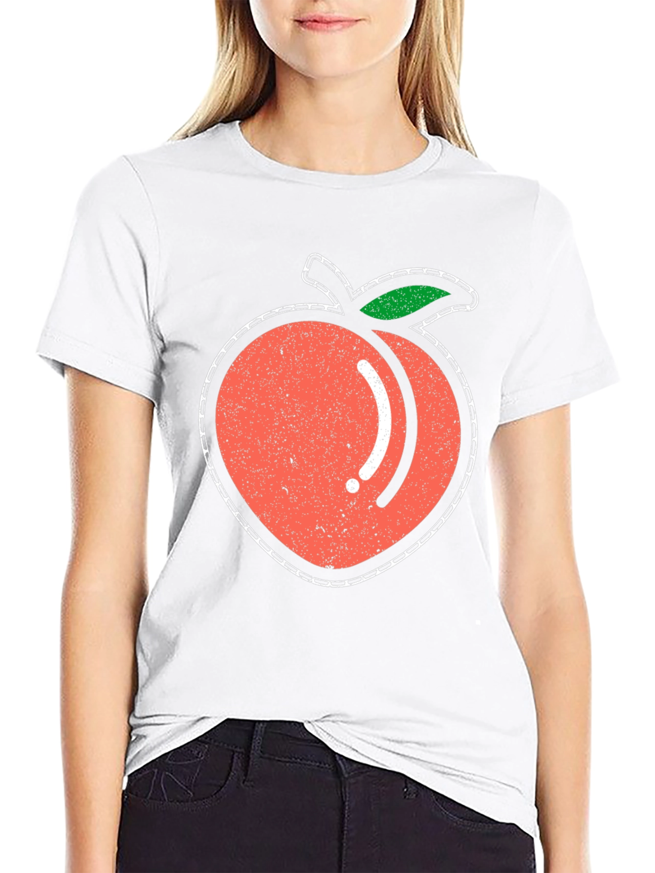 Black Peach Graphic Tee - Black Cotton T-Shirt view 9