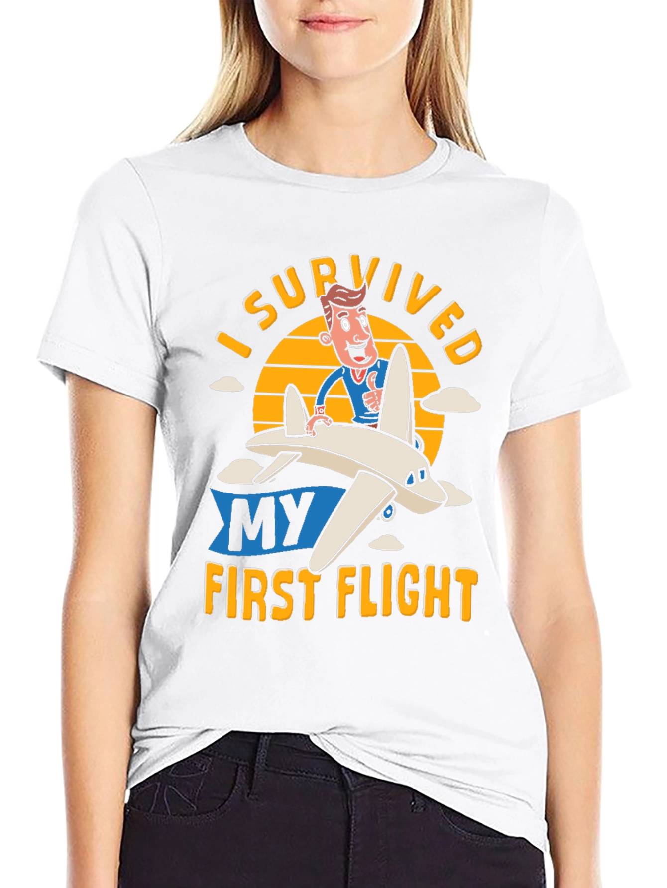 Black I Survived My First Flight T-Shirt view 9
