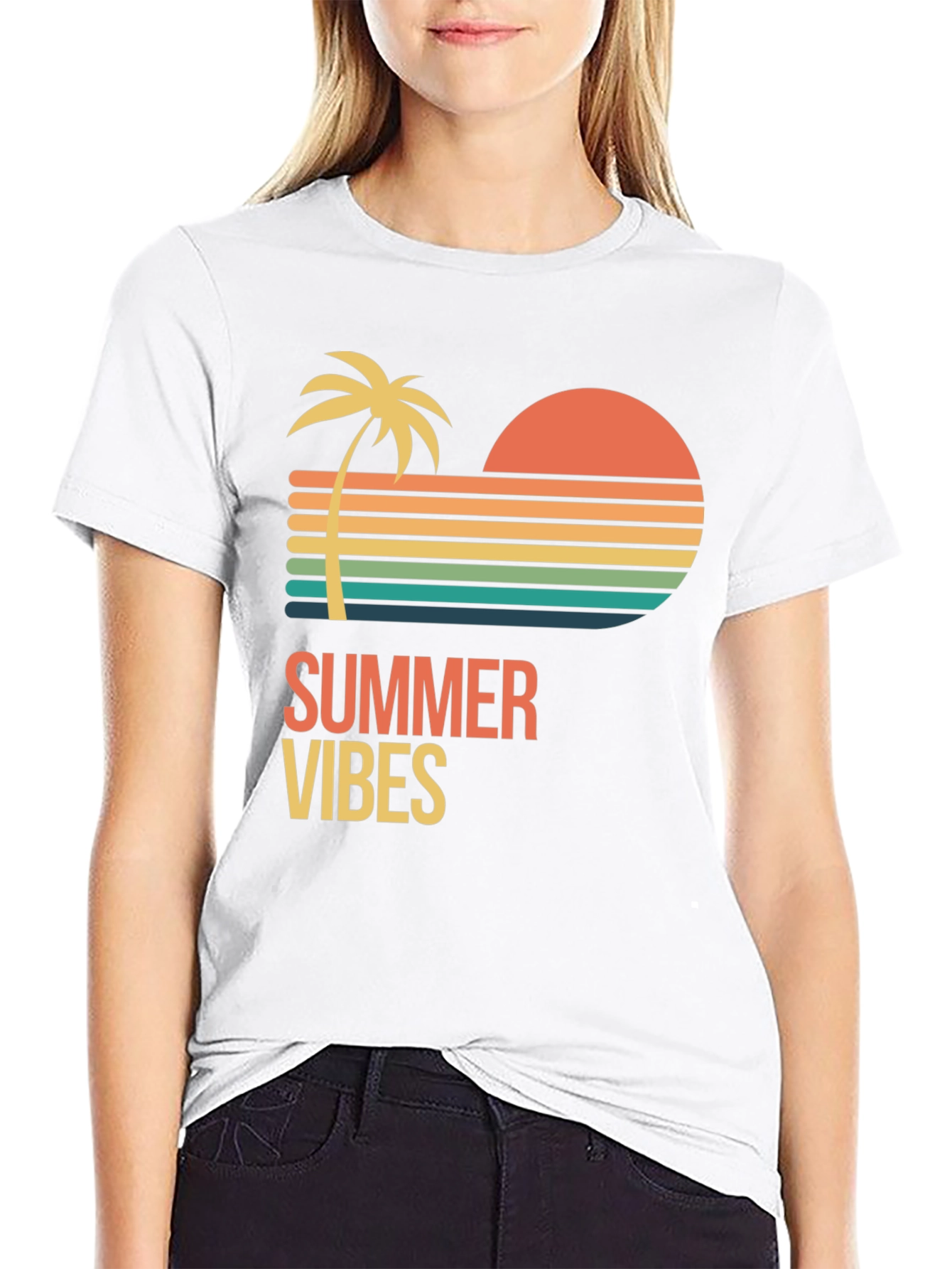 Black Summer Vibes Graphic T-Shirt - Black view 9