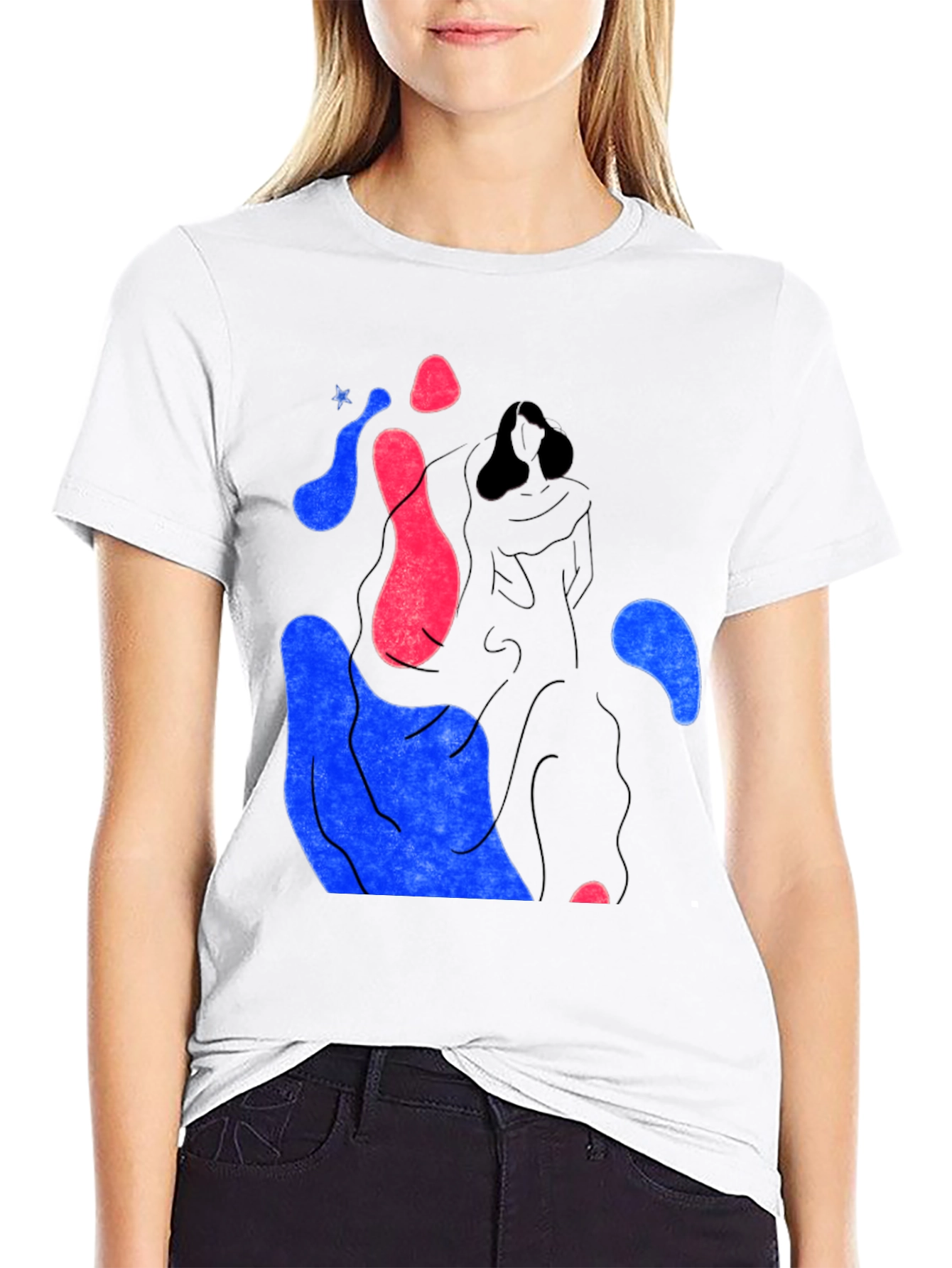 Black Abstract Graphic Print Crew Neck T-Shirt view 9