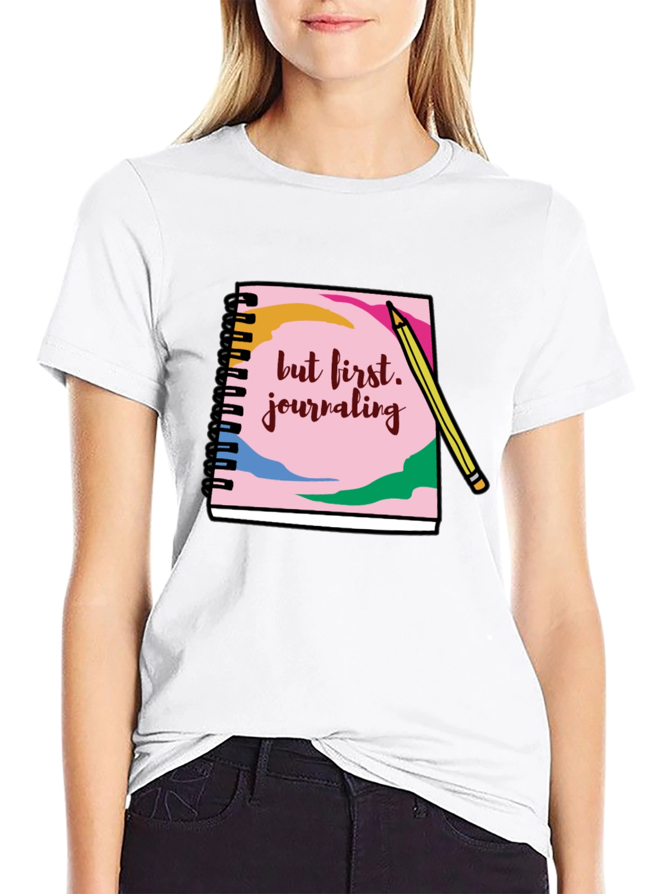 Black Journaling T-Shirt: But First, Journaling! view 9