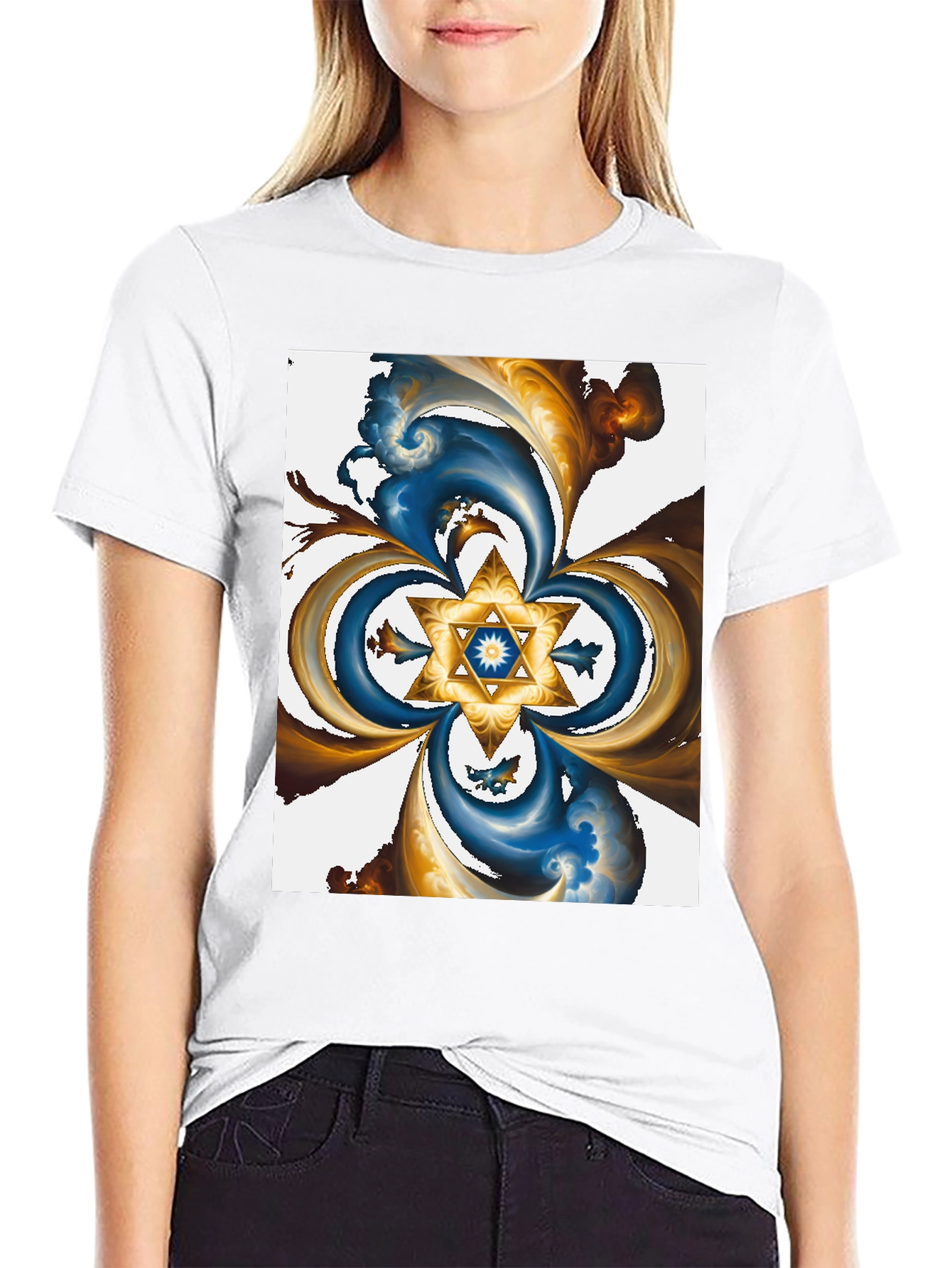 Abstract Star Graphic Tee - Black - 9