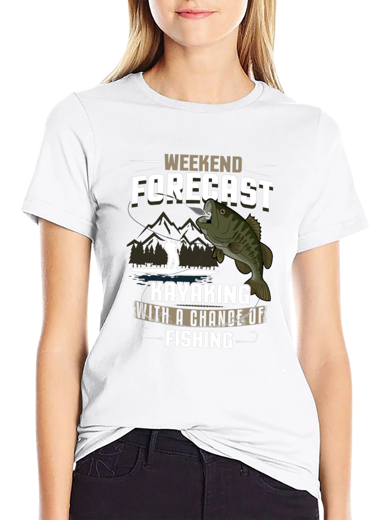 Weekend Forecast Kayaking Fishing Graphic Tee - 9