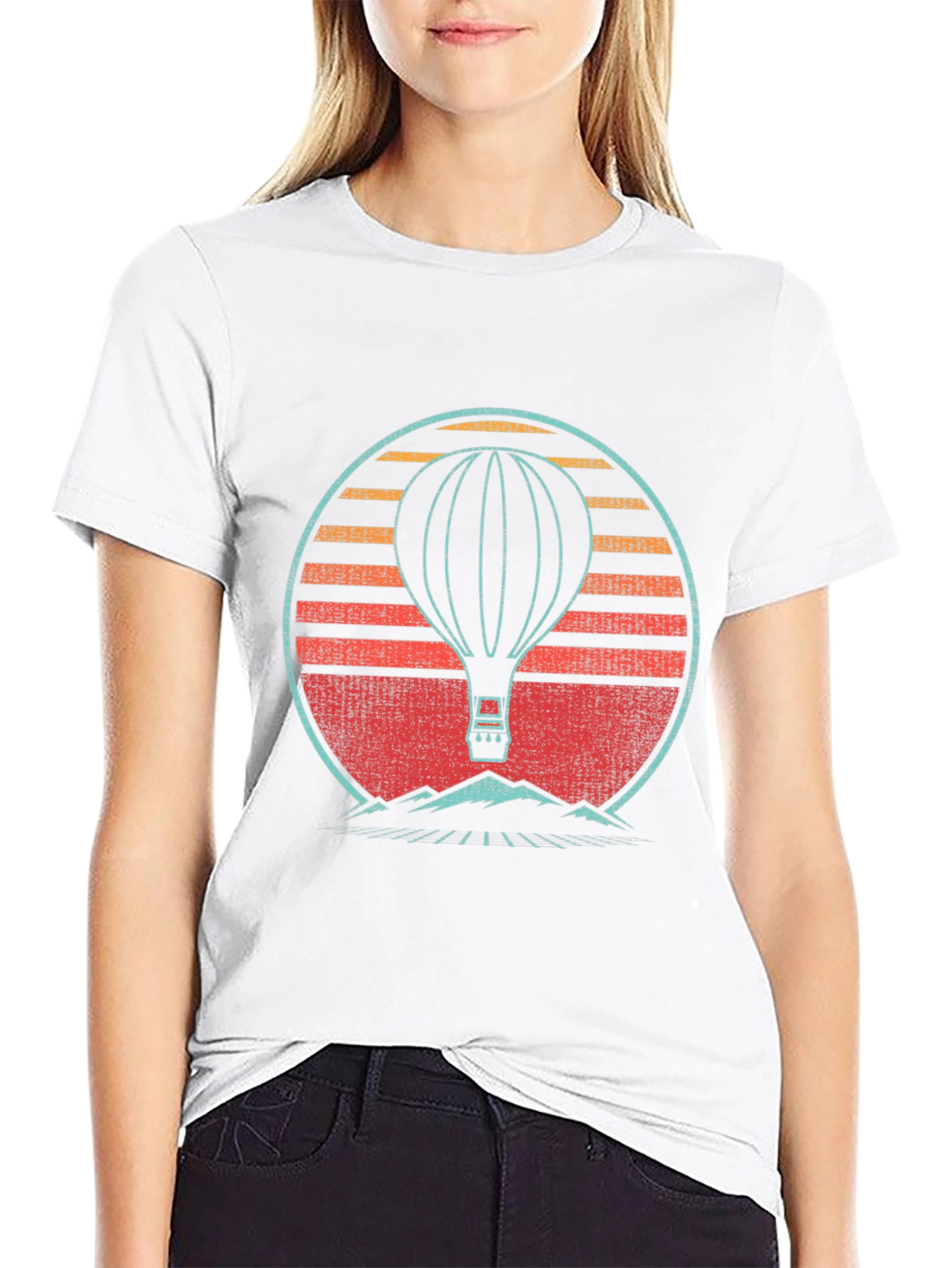 Black Retro Hot Air Balloon Graphic Tee view 9