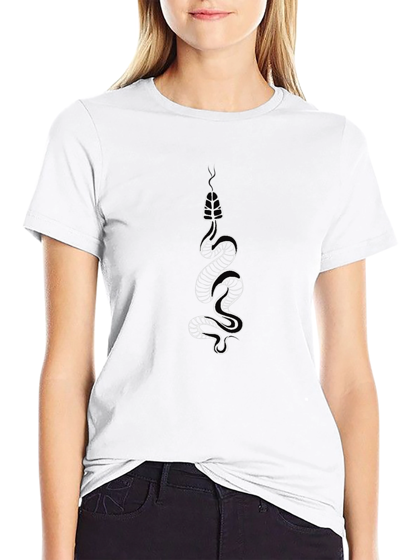 Black Black T-Shirt with Snake Graphic view 9