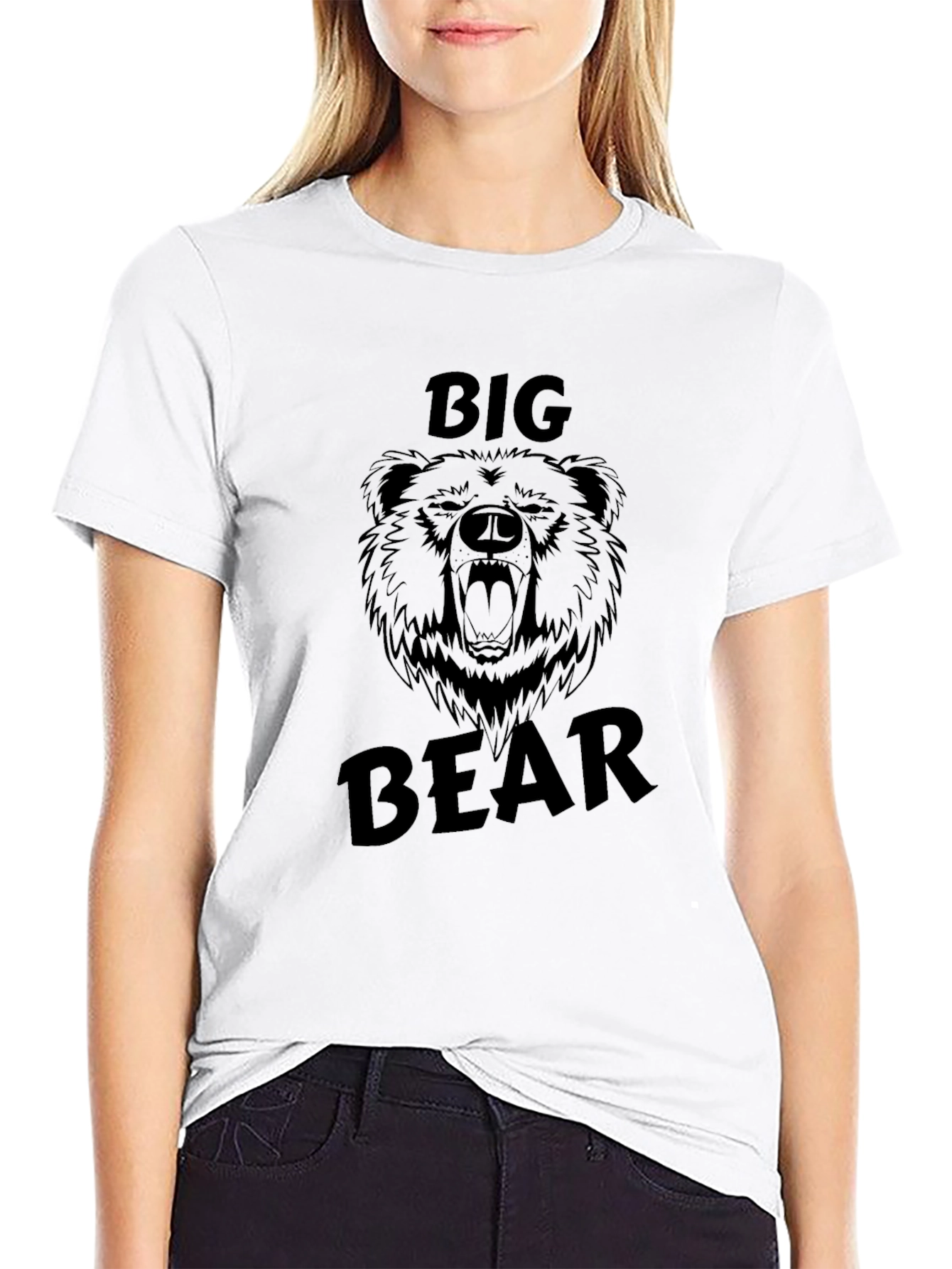 Black Big Bear Graphic Tee - Mens Black Cotton T-Shirt view 9