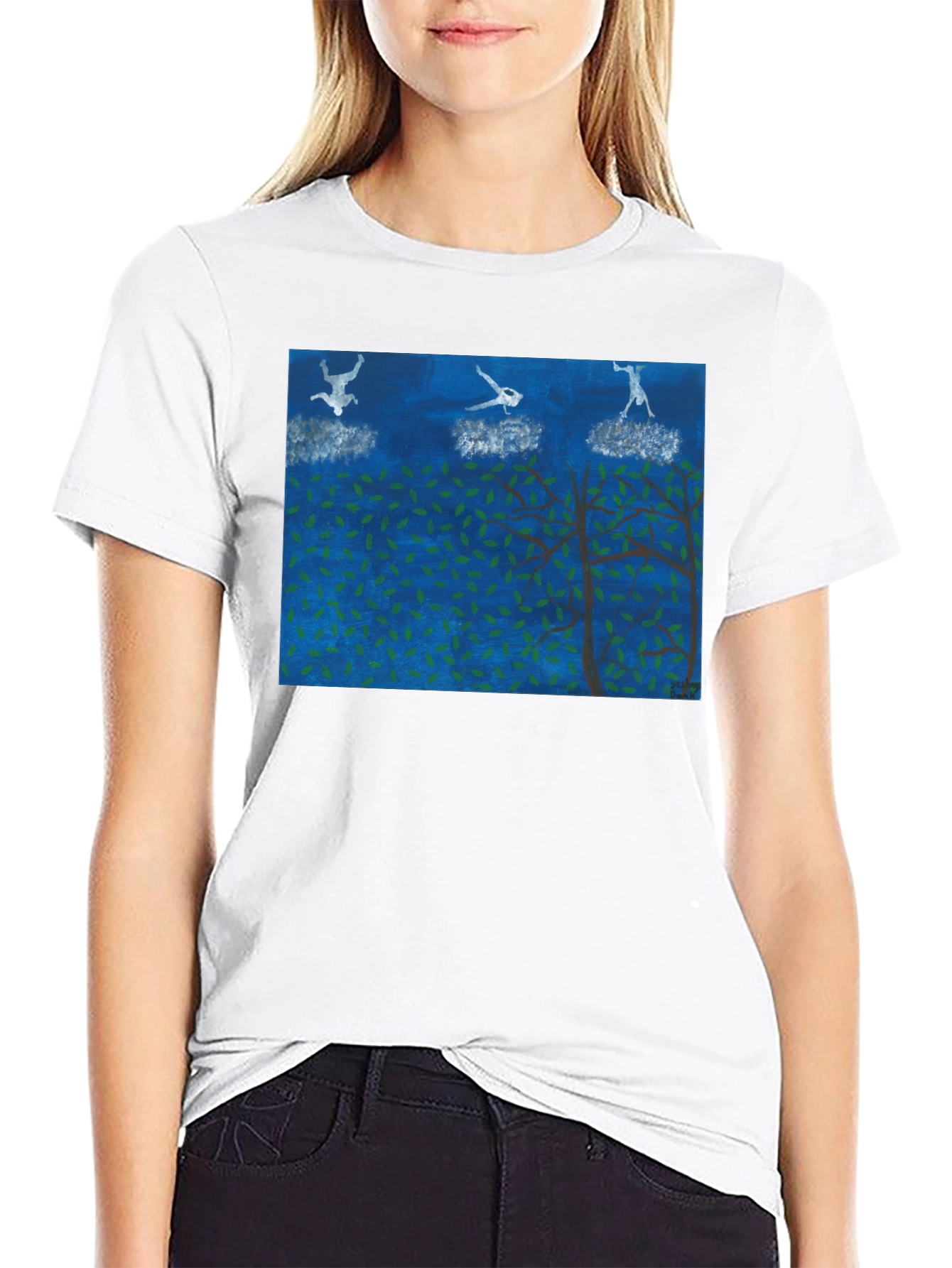 Black Surreal Skydiving Tee - Unique Art T-Shirt view 9