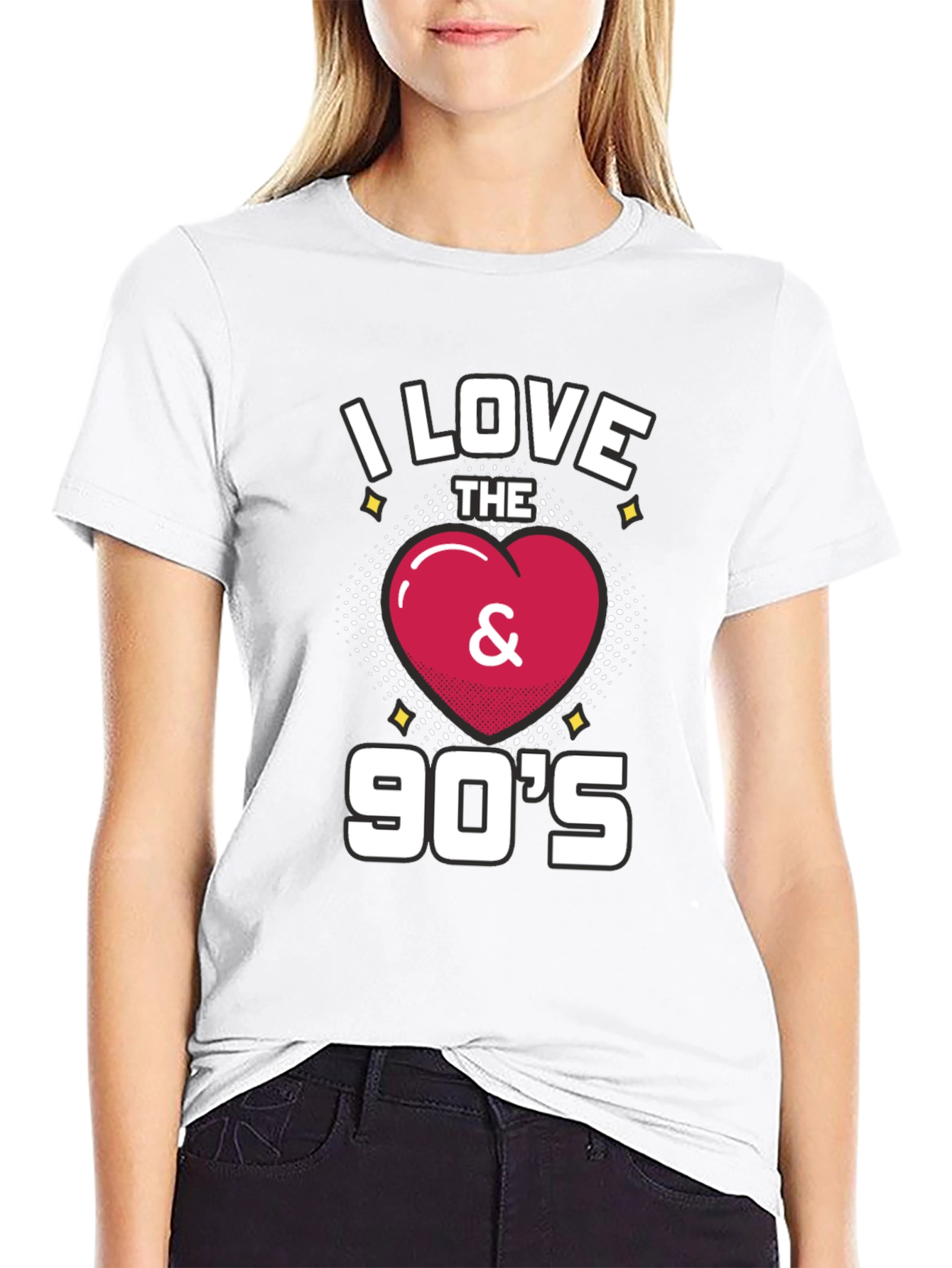 Black I Love the 90's Retro Graphic T-Shirt view 9