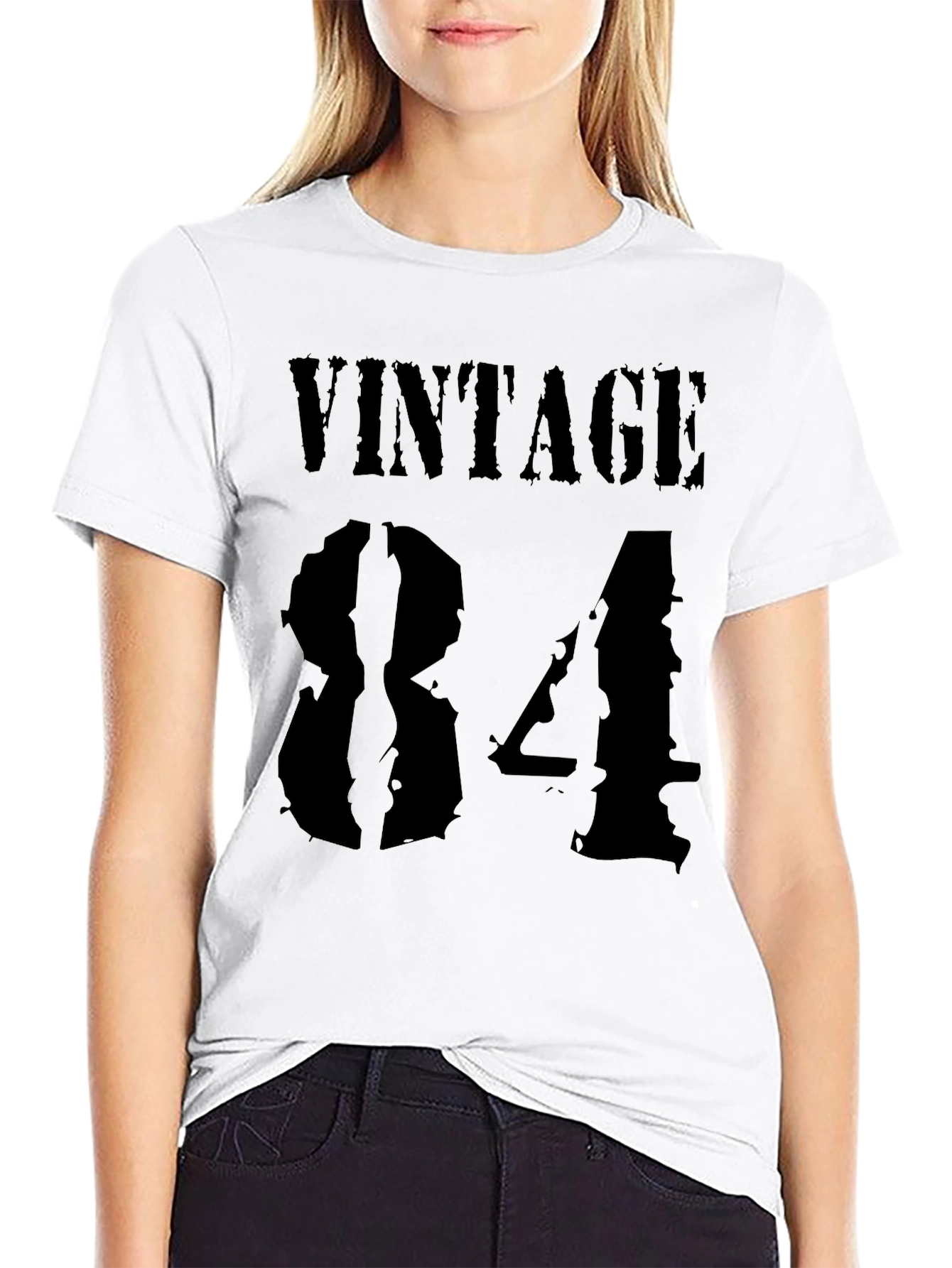 Black Vintage '84 Graphic Tee - Black Cotton view 9