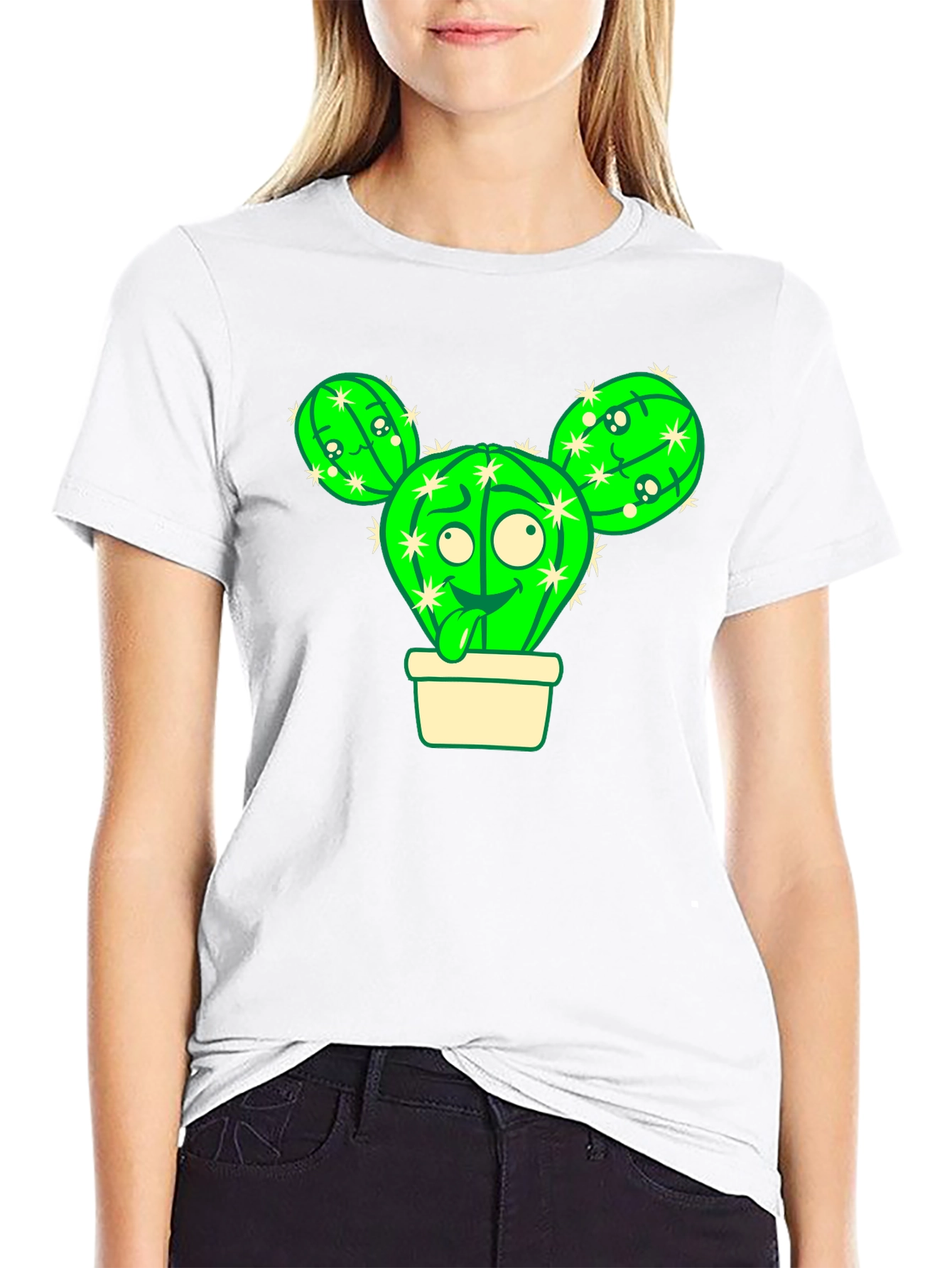 Black Cartoon Cactus T-Shirt view 9