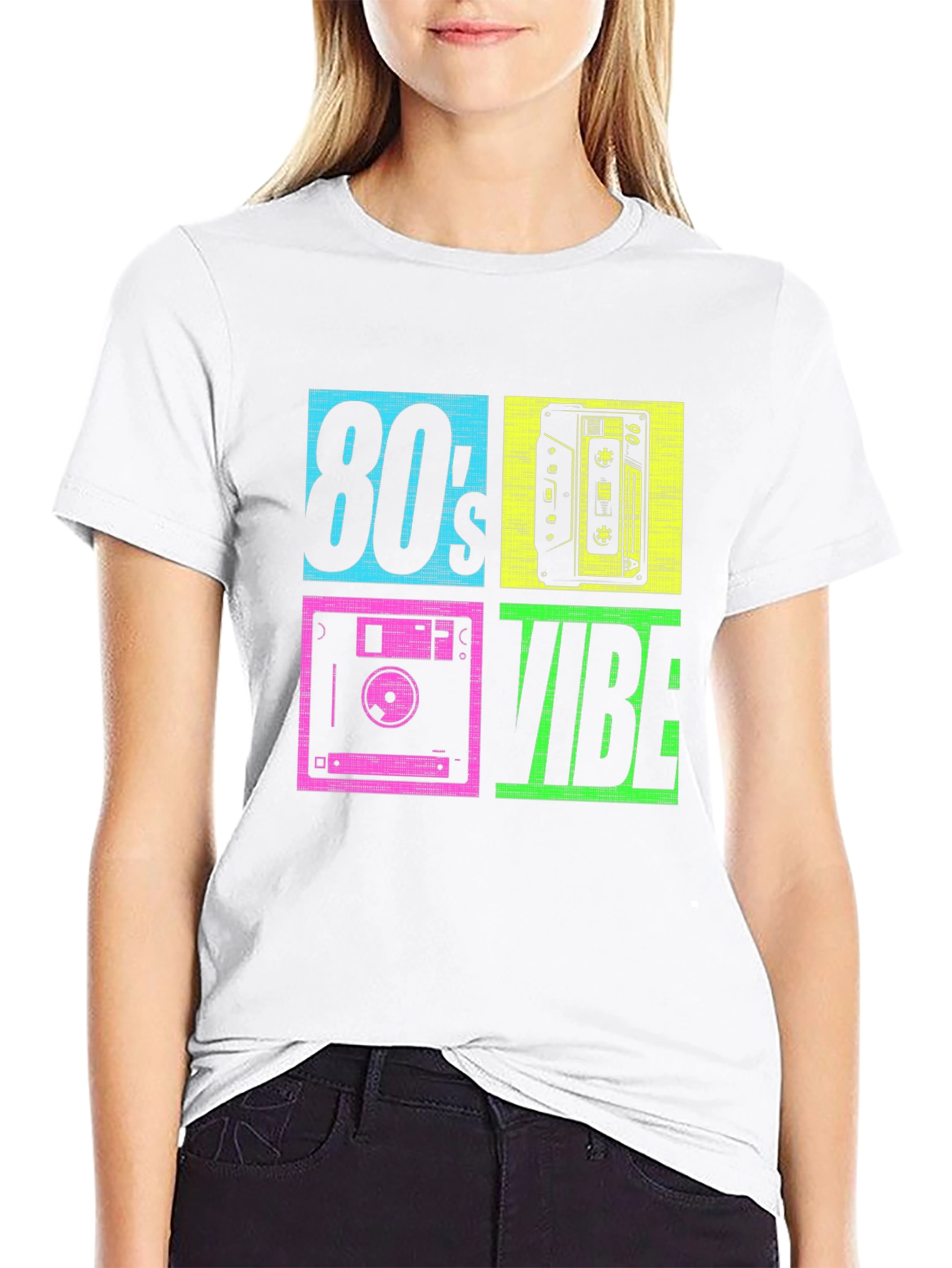 Black 80's Vibe Retro Graphic Tee view 9