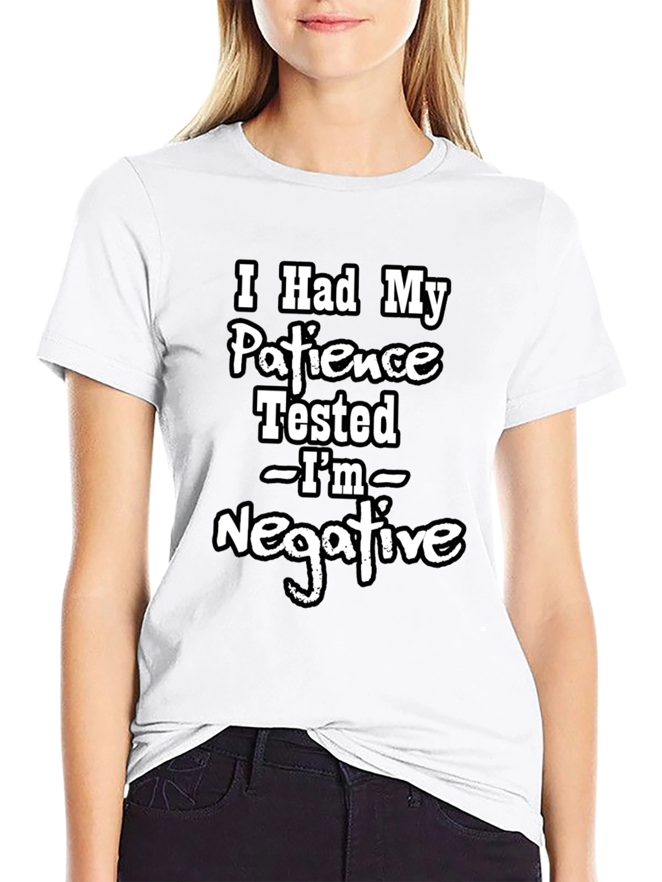 Black Funny Patience Tested Negative Graphic T-Shirt view 9