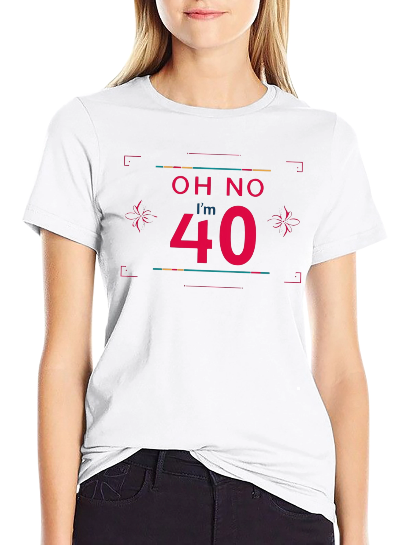 Black Funny 40th Birthday T-Shirt - Oh No I'm 40 view 9