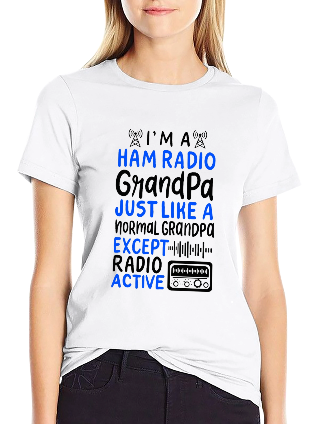 Black Ham Radio Grandpa T-Shirt - Active Radio Lover view 9