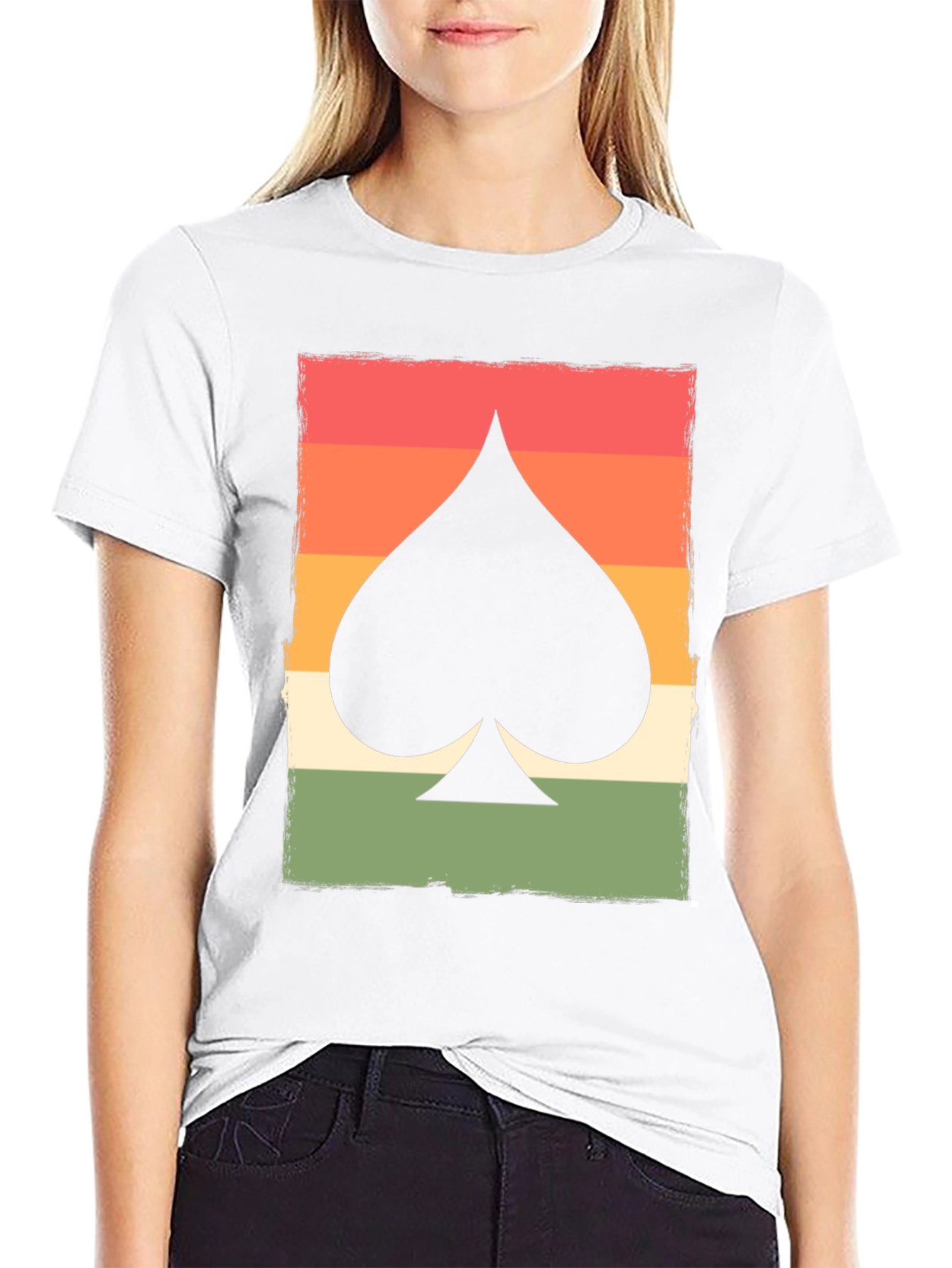 Black Retro Spade Card Graphic T-Shirt - Unisex view 9